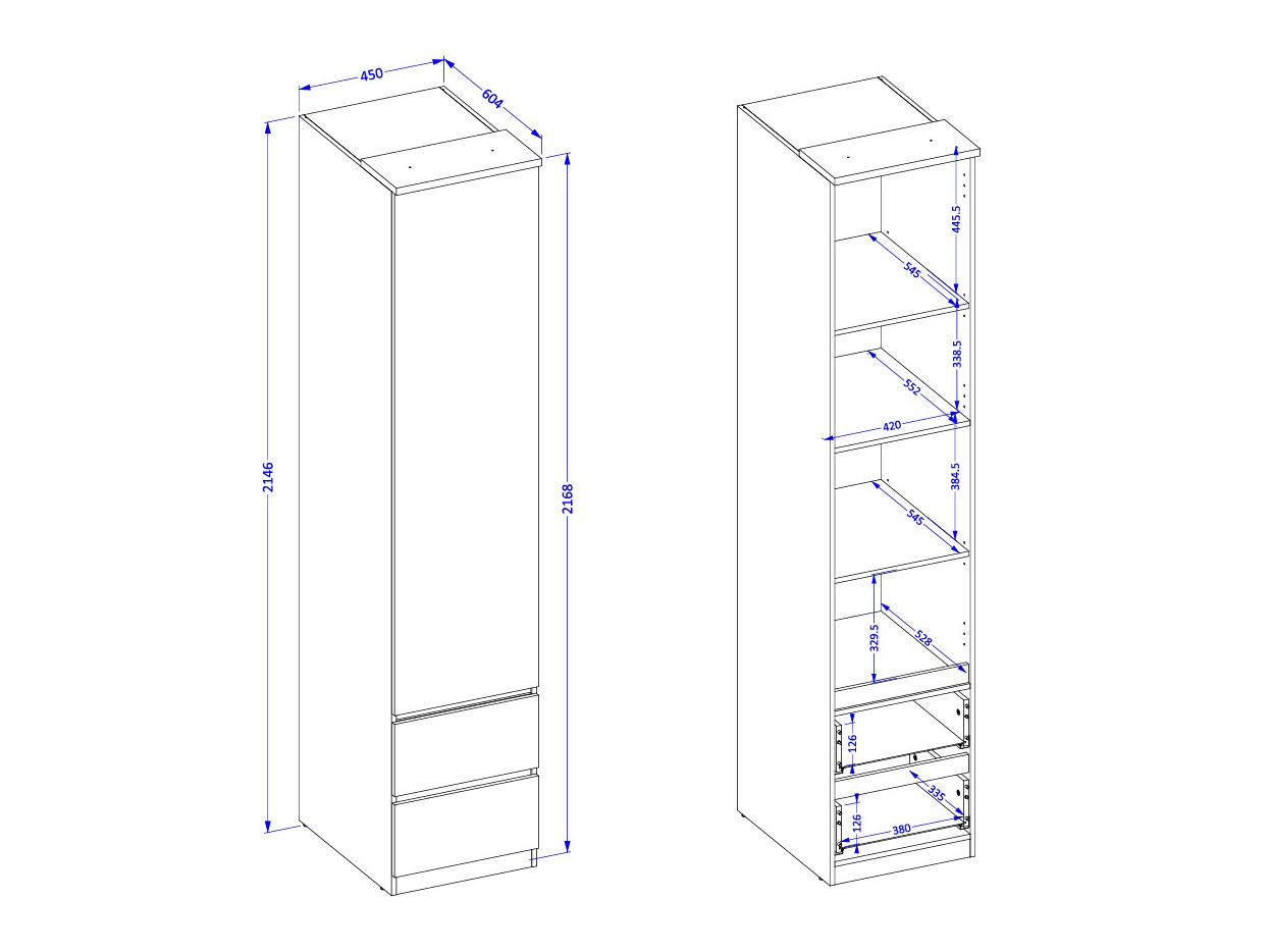 Kleiderschrank Nolcala 119 (Eichenholzoptik + Eukalyptus)