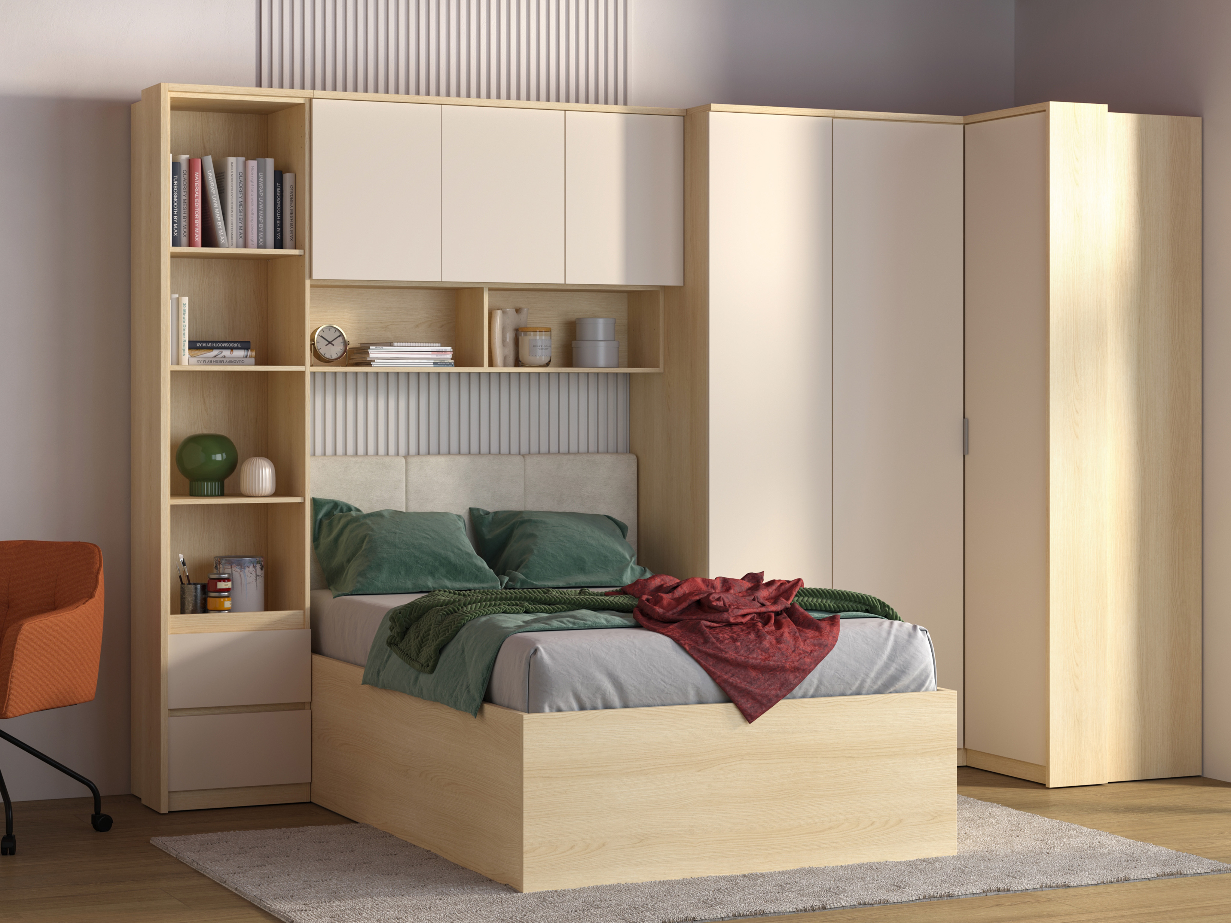 Möbel-Set Nolcala 121 (Eichenholzoptik + Beige)