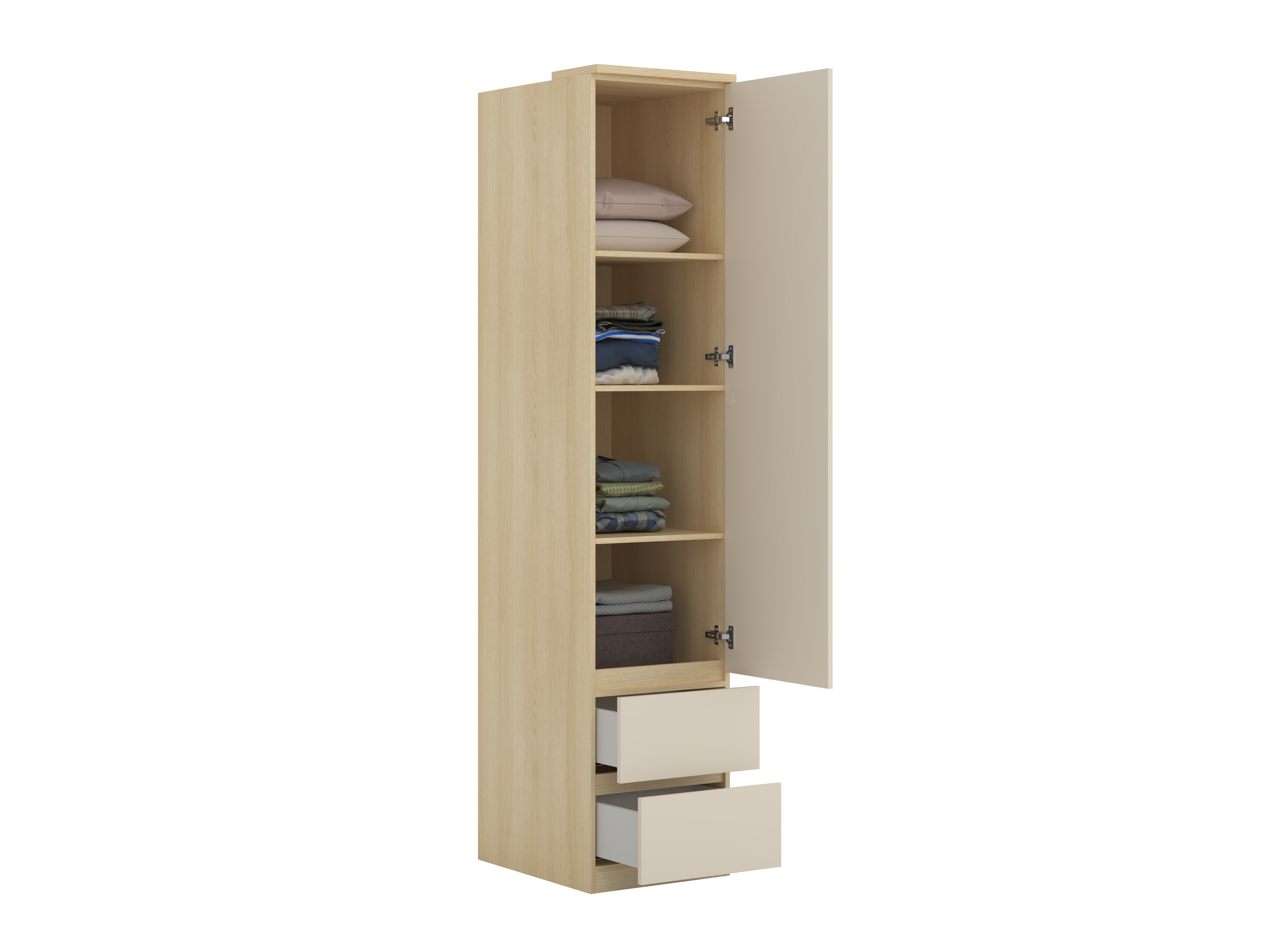 Kleiderschrank Nolcala 119 (Eichenholzoptik + Beige)