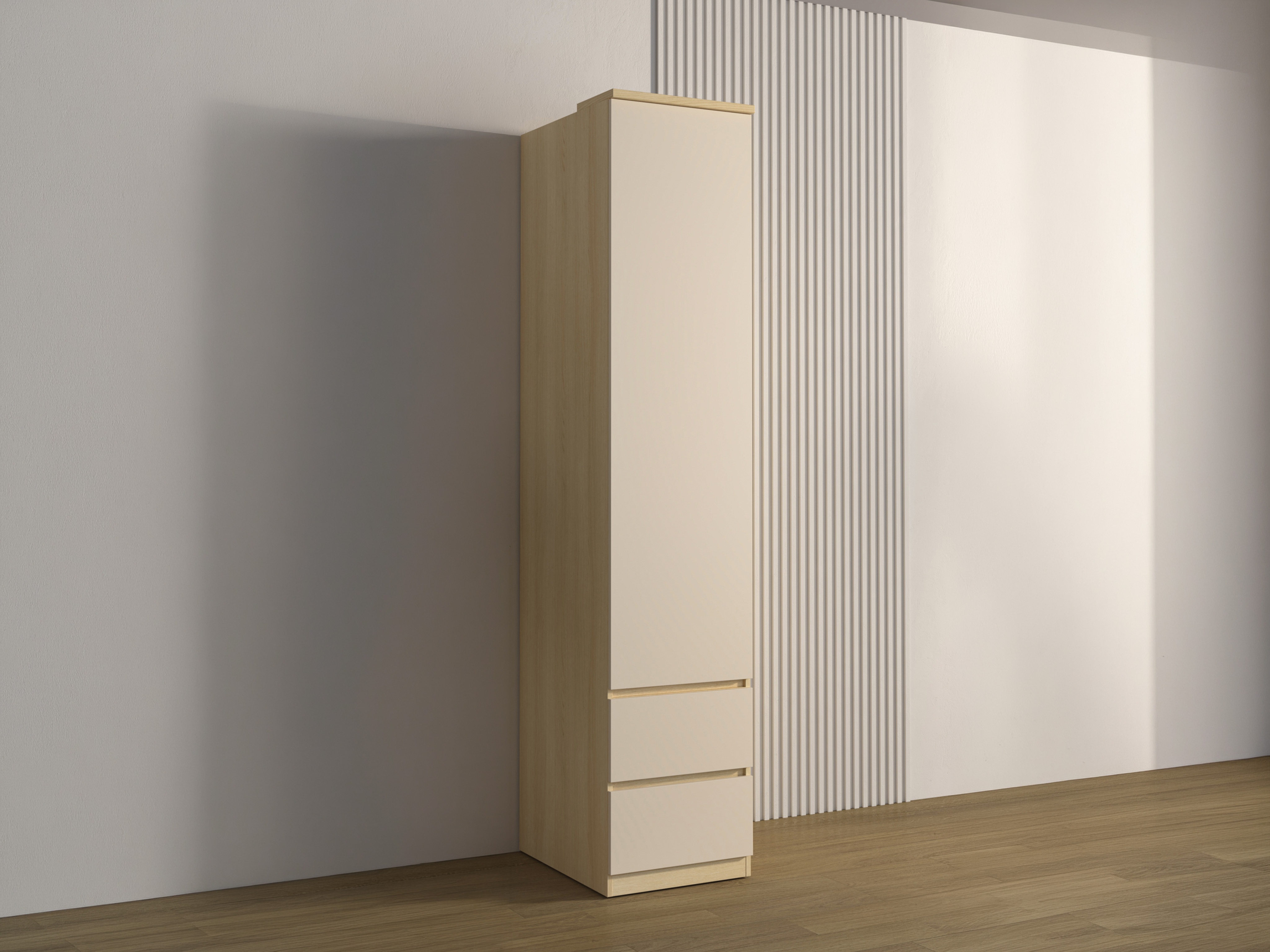 Kleiderschrank Nolcala 119 (Eichenholzoptik + Beige)