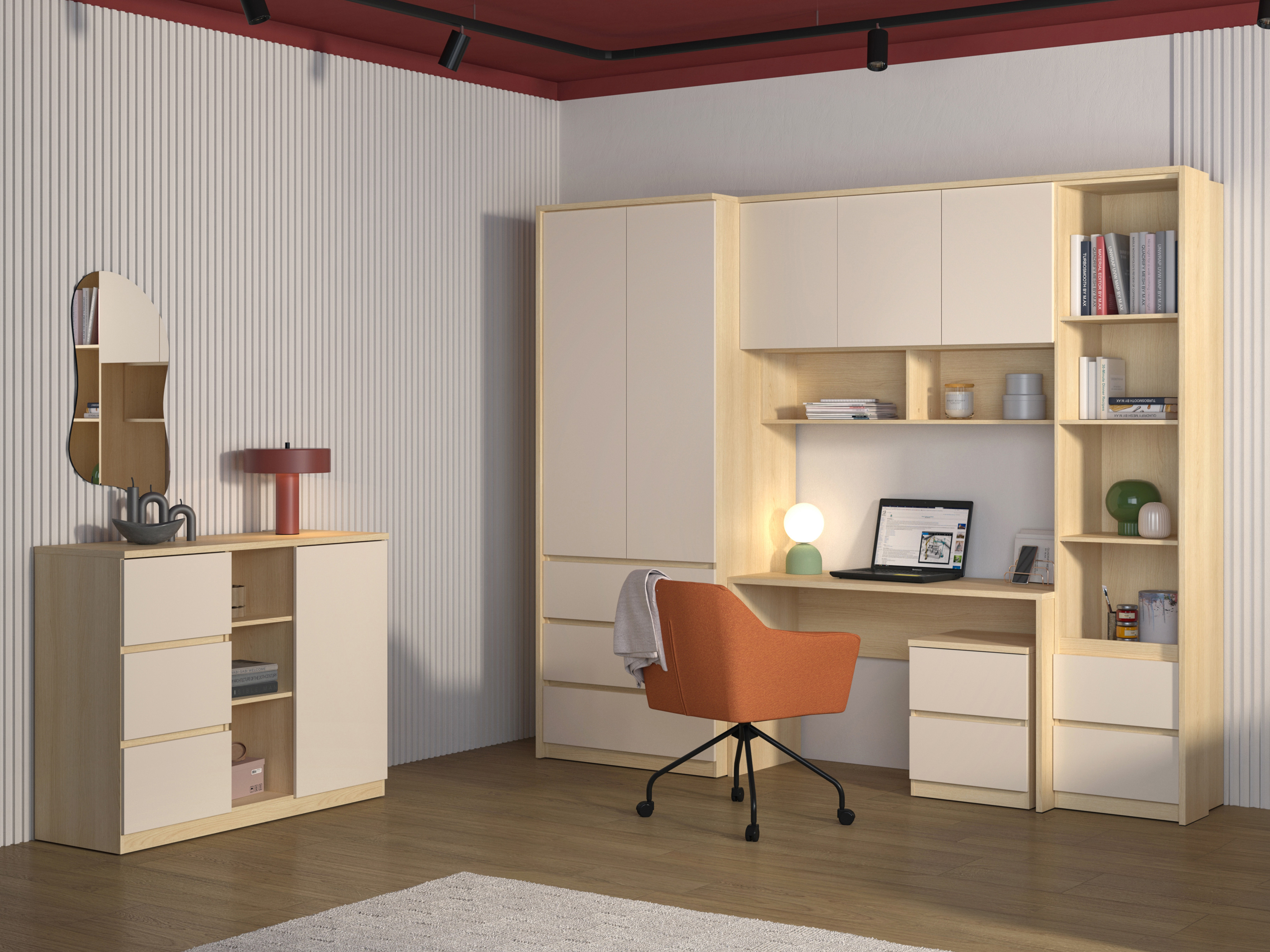 Möbel-Set Nolcala 122 (Eichenholzoptik + Beige)