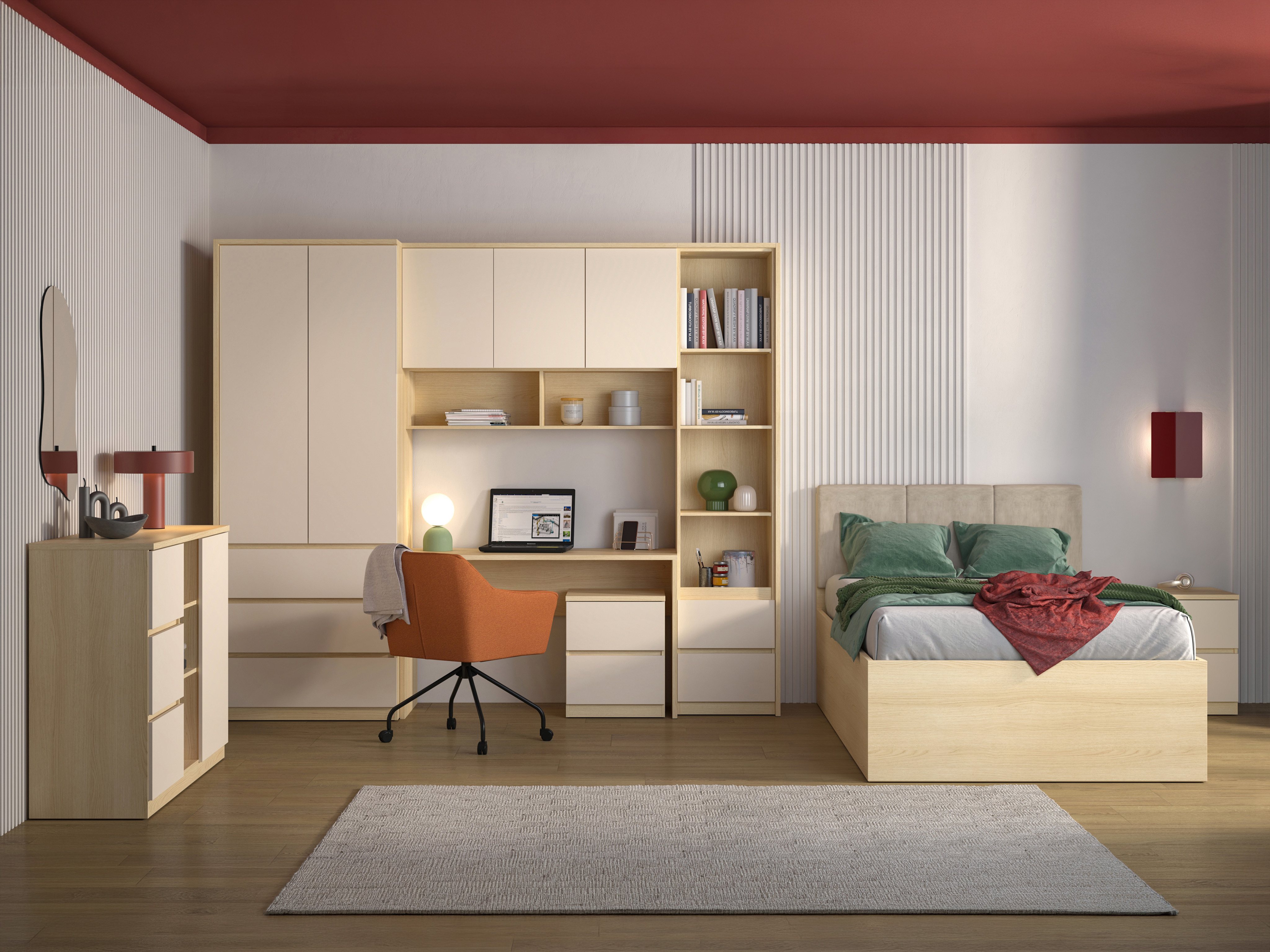 Möbel-Set Nolcala 123 (Eichenholzoptik + Beige)