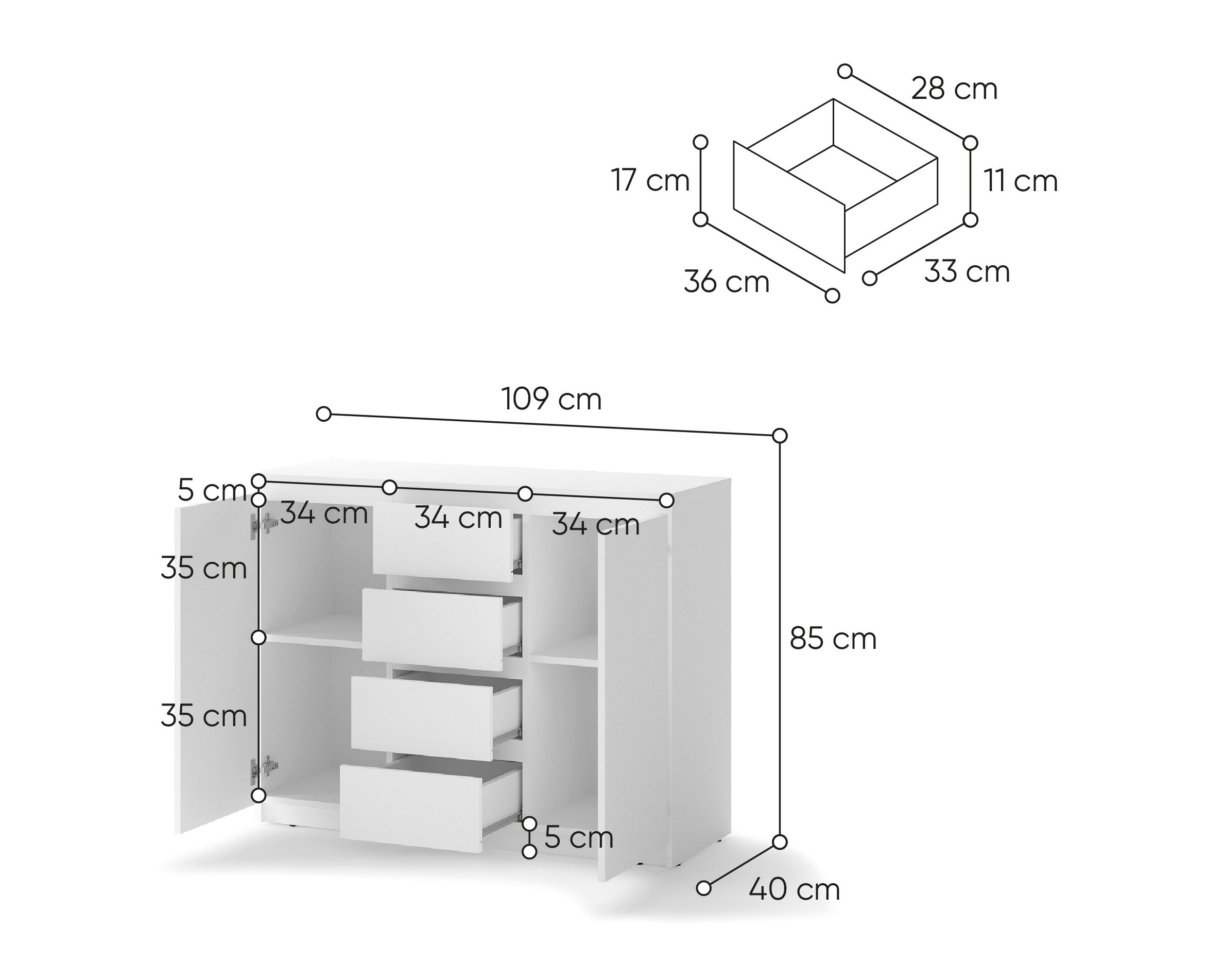 Kommoden Cirdelu 105 (Weiß)