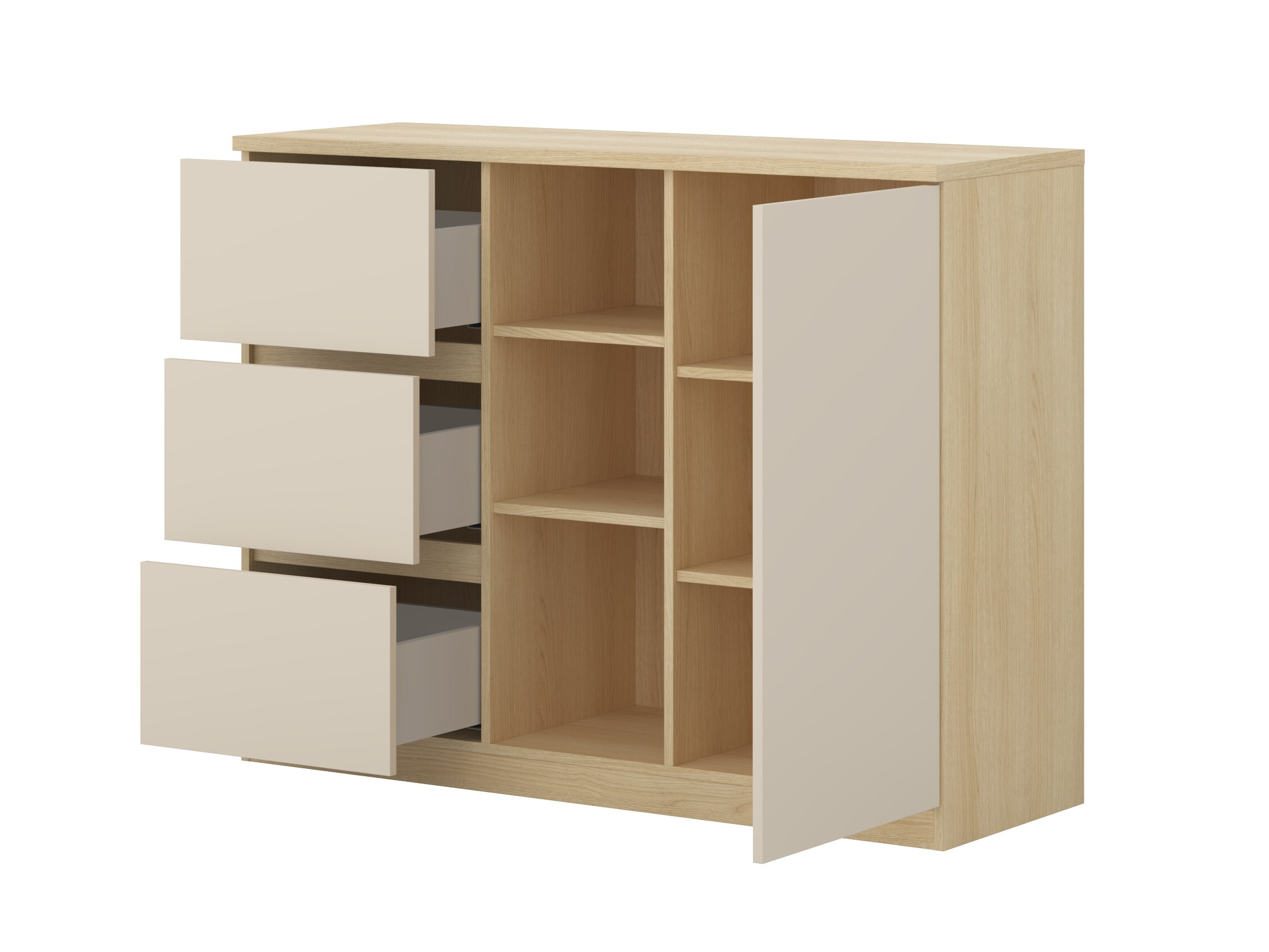 Möbel-Set Nolcala 123 (Eichenholzoptik + Beige)