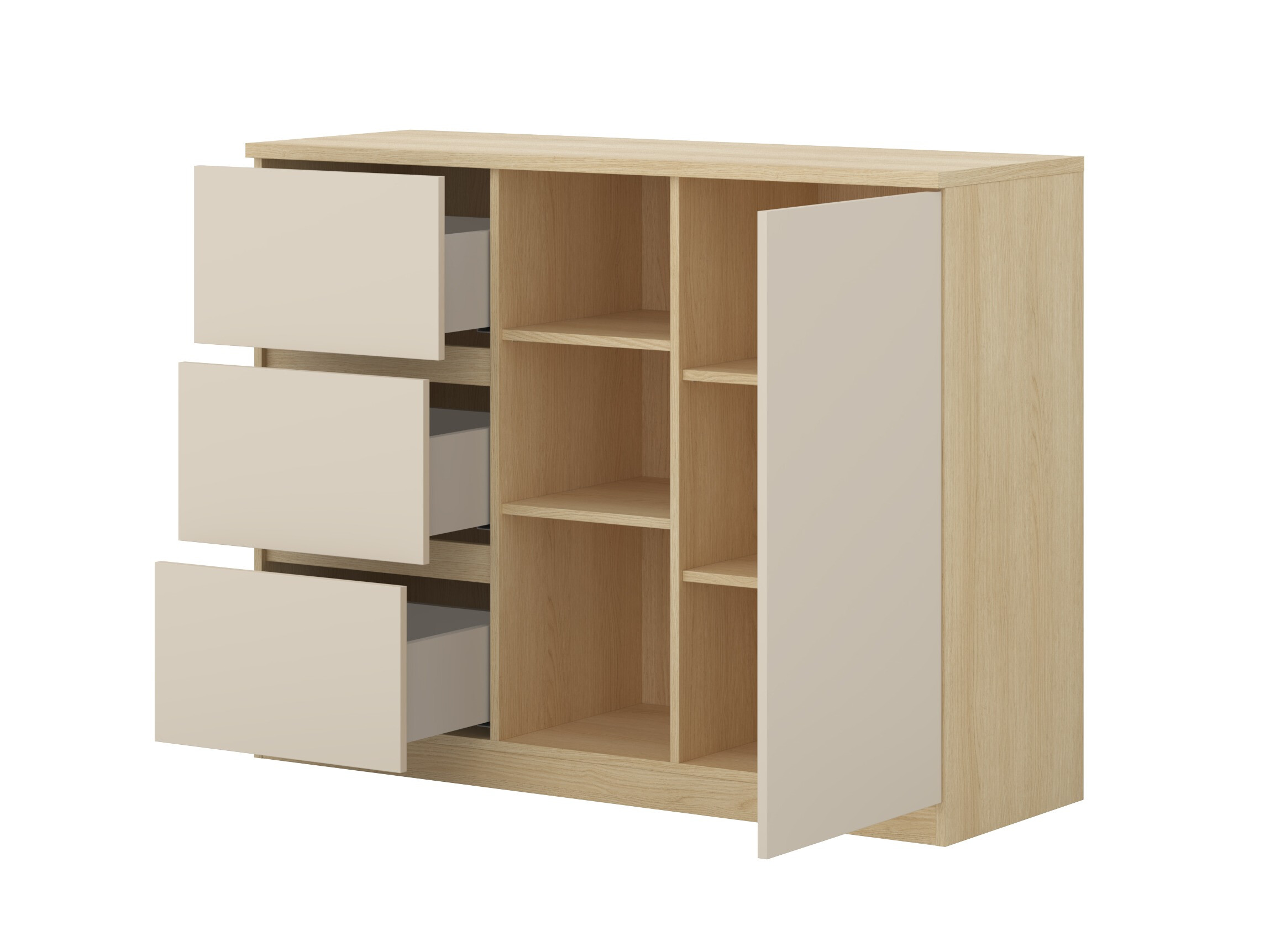 Möbel-Set Nolcala 123 (Eichenholzoptik + Beige)