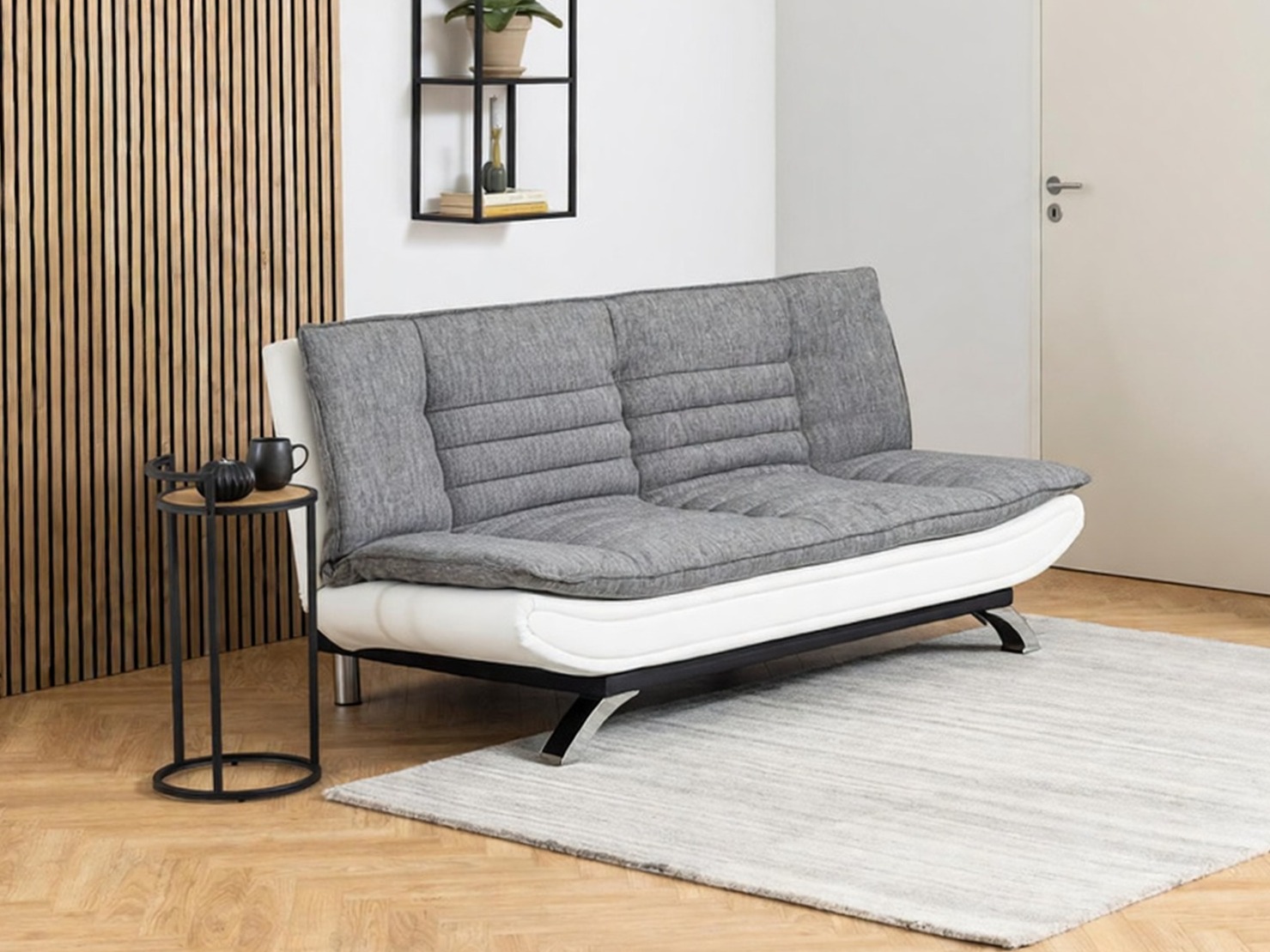 Schlafsofa Norsica 228 (Weiß + Hellgrau)