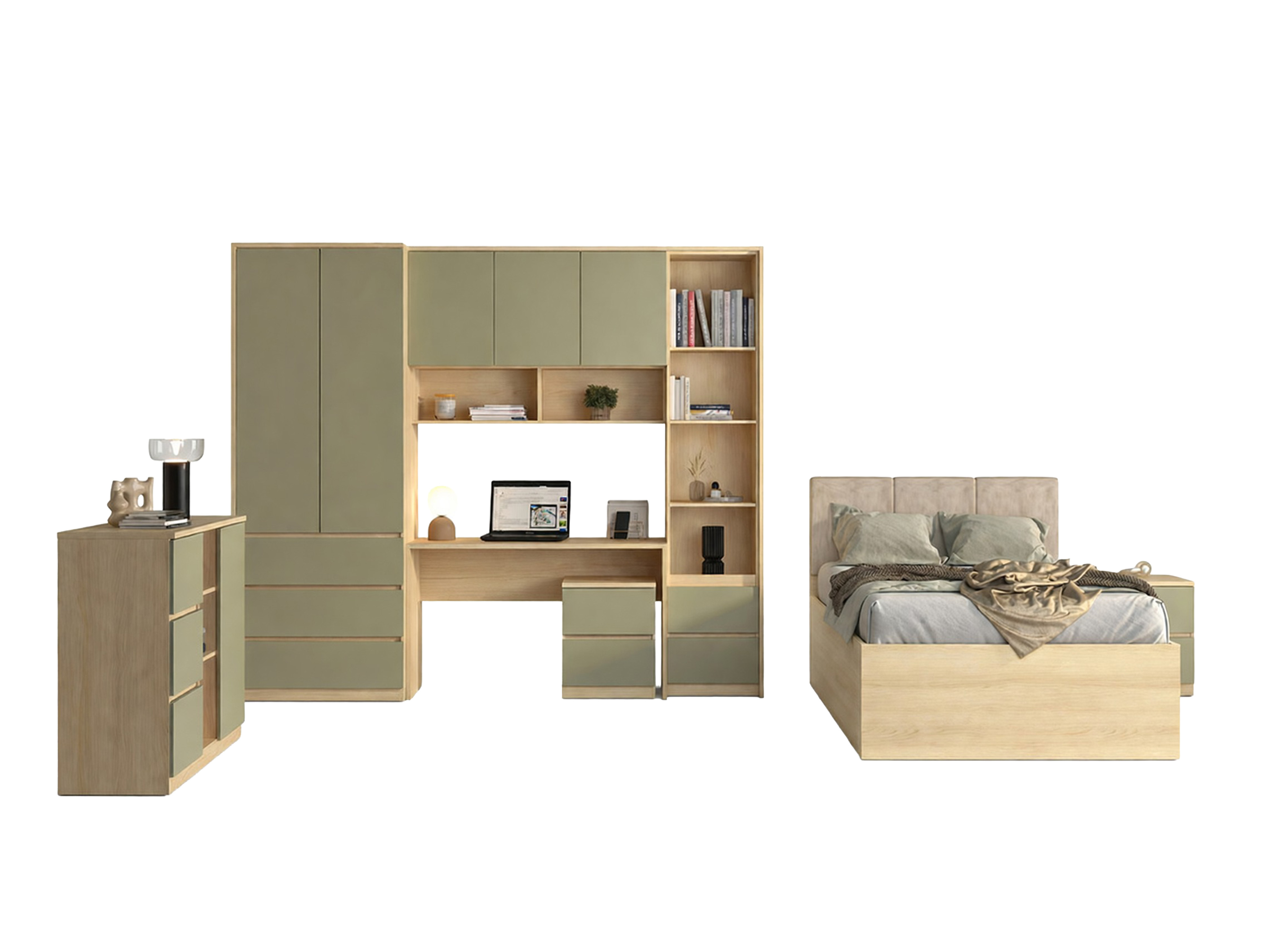 Möbel-Set Nolcala 123 (Eichenholzoptik + Eukalyptus)
