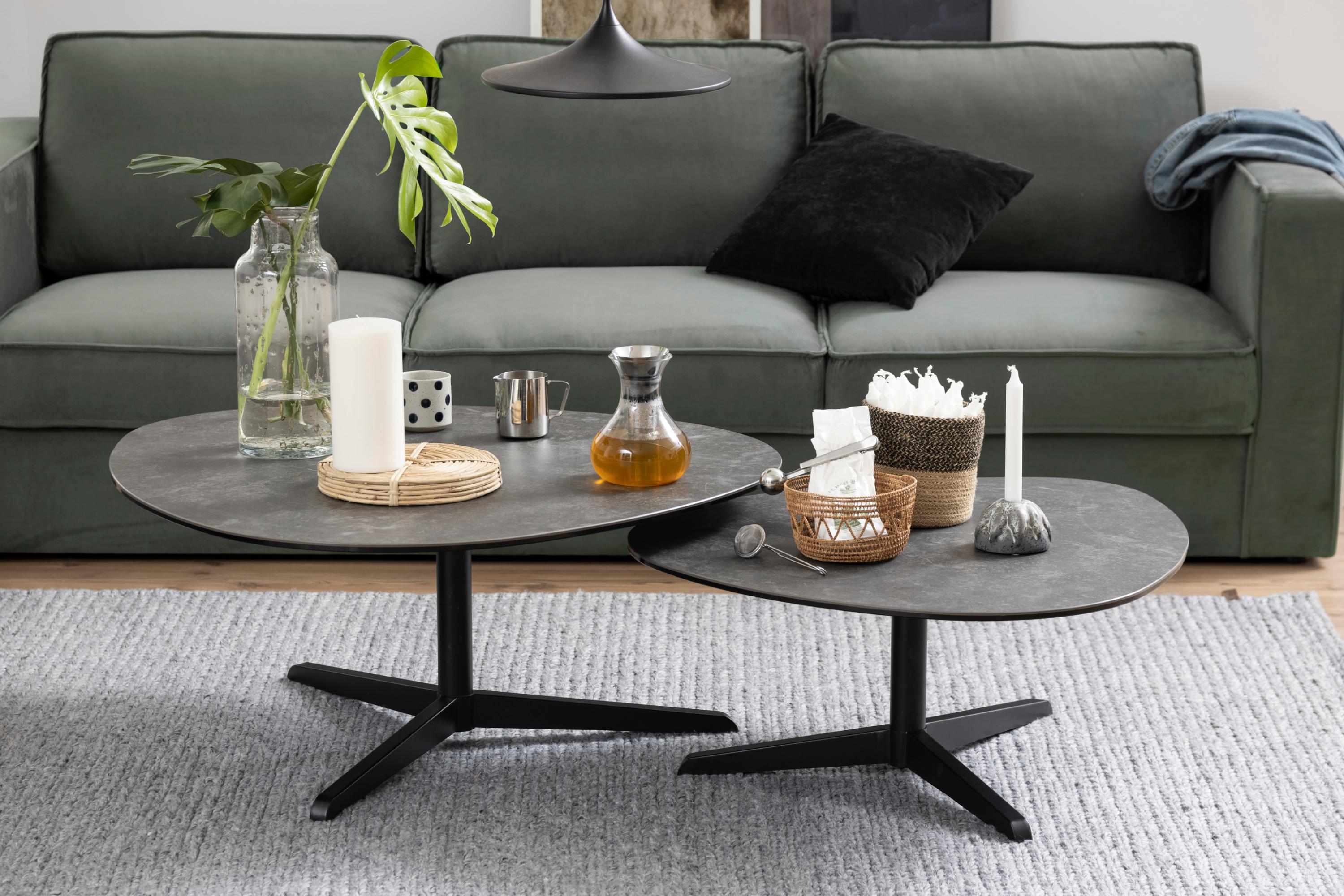 Couchtisch Norsica 480 (Schwarz + Dunkelgrau)
