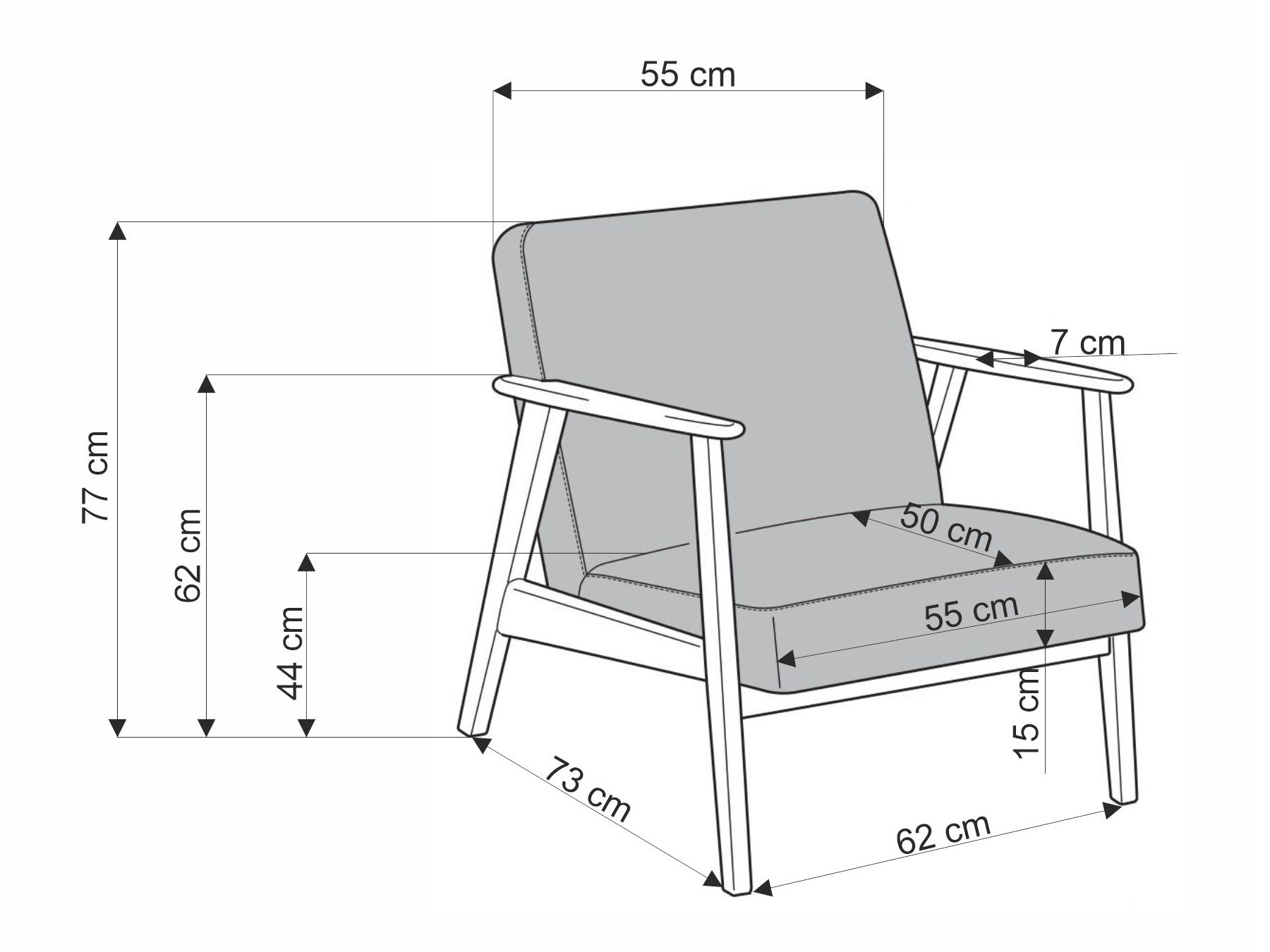 Sessel Houston 2116 (Dunkelgrün + Walnussholzoptik)
