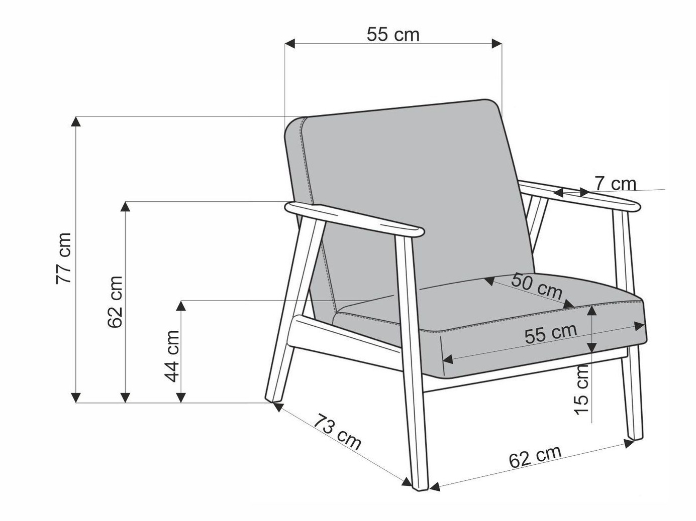 Sessel Houston 2116 (Grau + Walnussholzoptik)