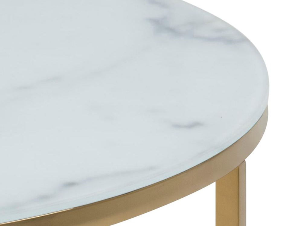 Couchtisch Norsica 554 (Gold + Weißer Marmor)