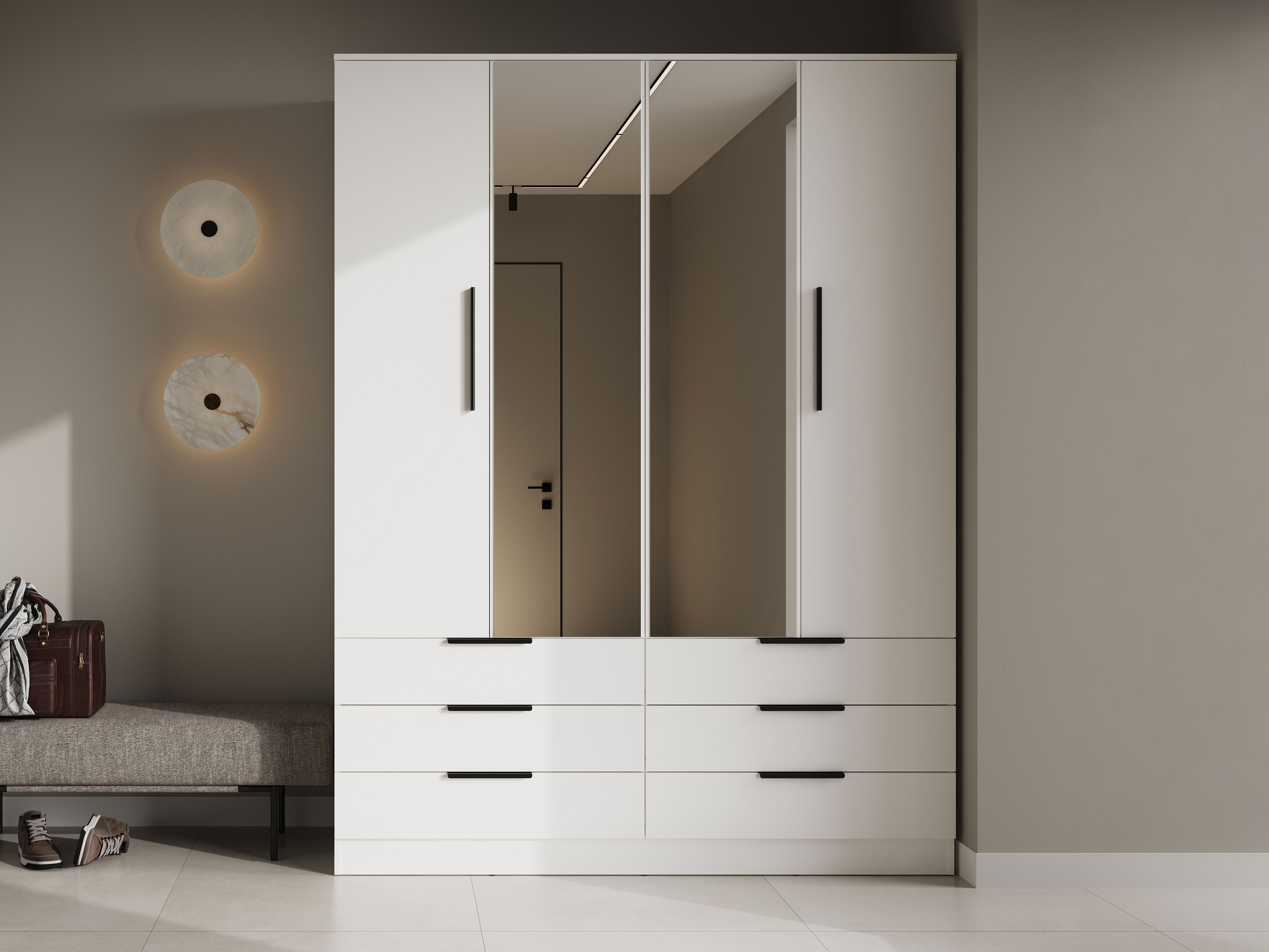 Kleiderschrank Fresno 182 (Weiß)