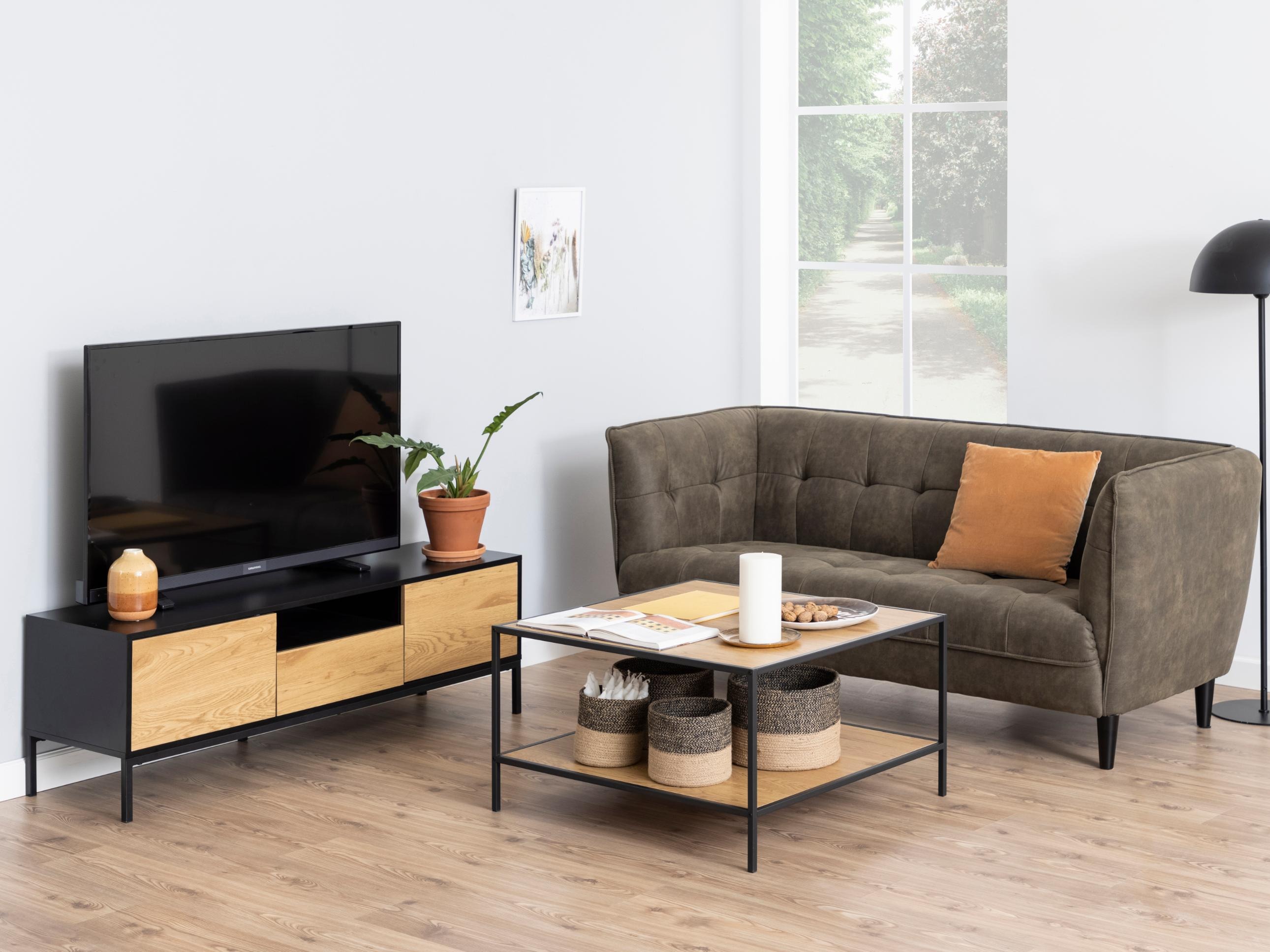 TV-Möbel Norsica Sevferi 122 (Wildeichenholzoptik + Schwarz)