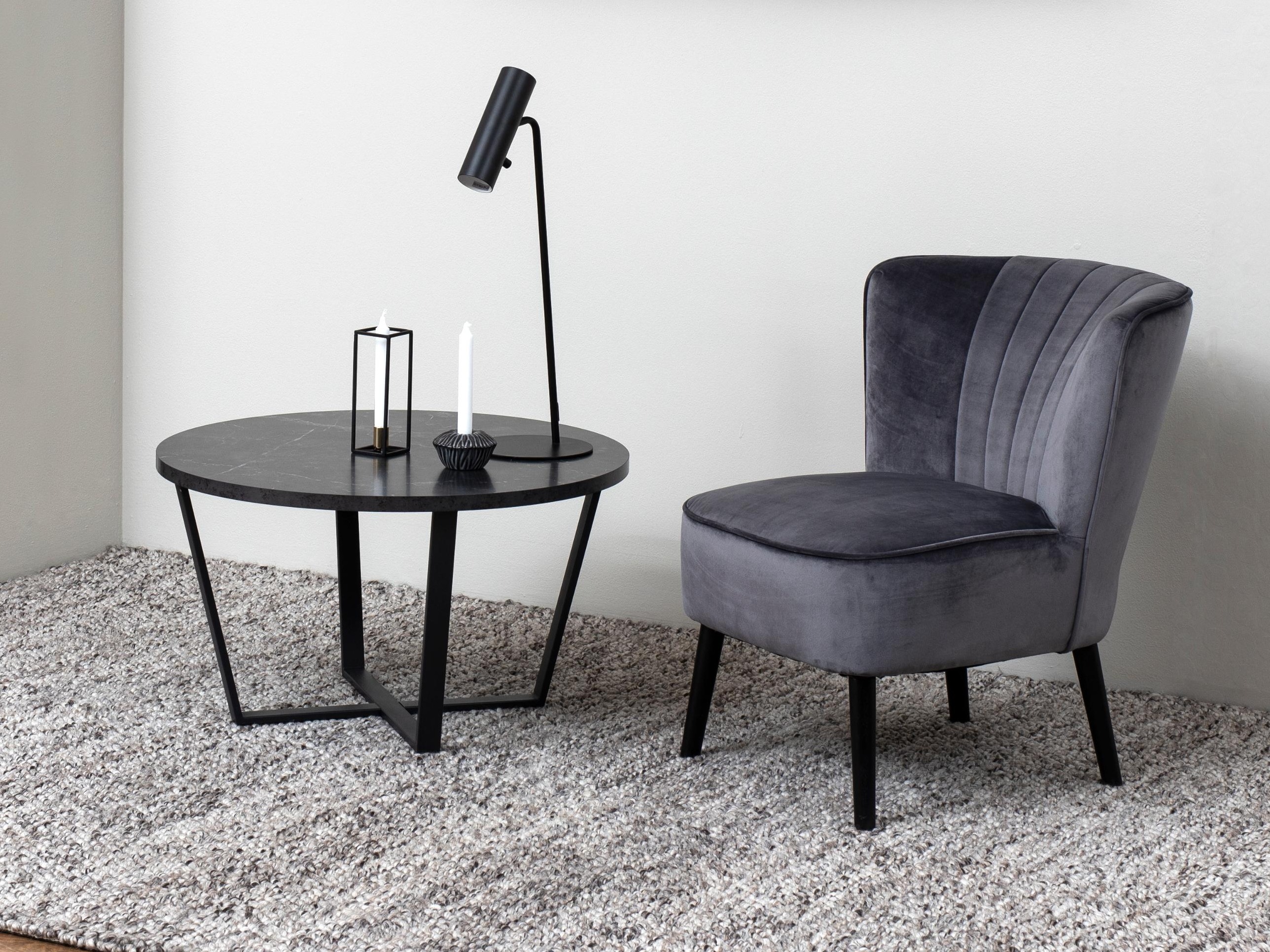 Couchtisch Norsica 321 (Schwarzer Marmor + Schwarz)