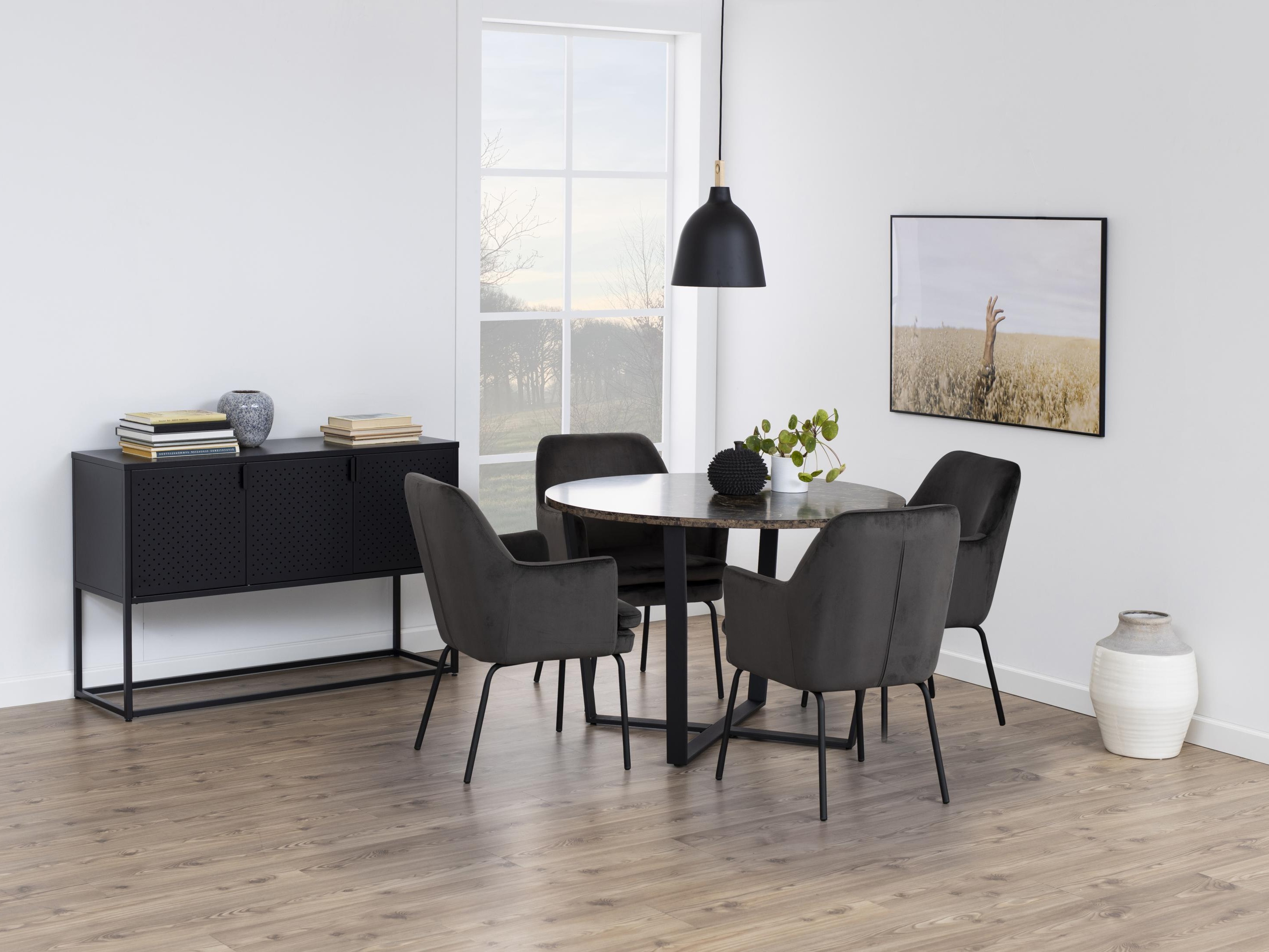 Tisch Norsica 309 (Brauner Marmor + Schwarz)