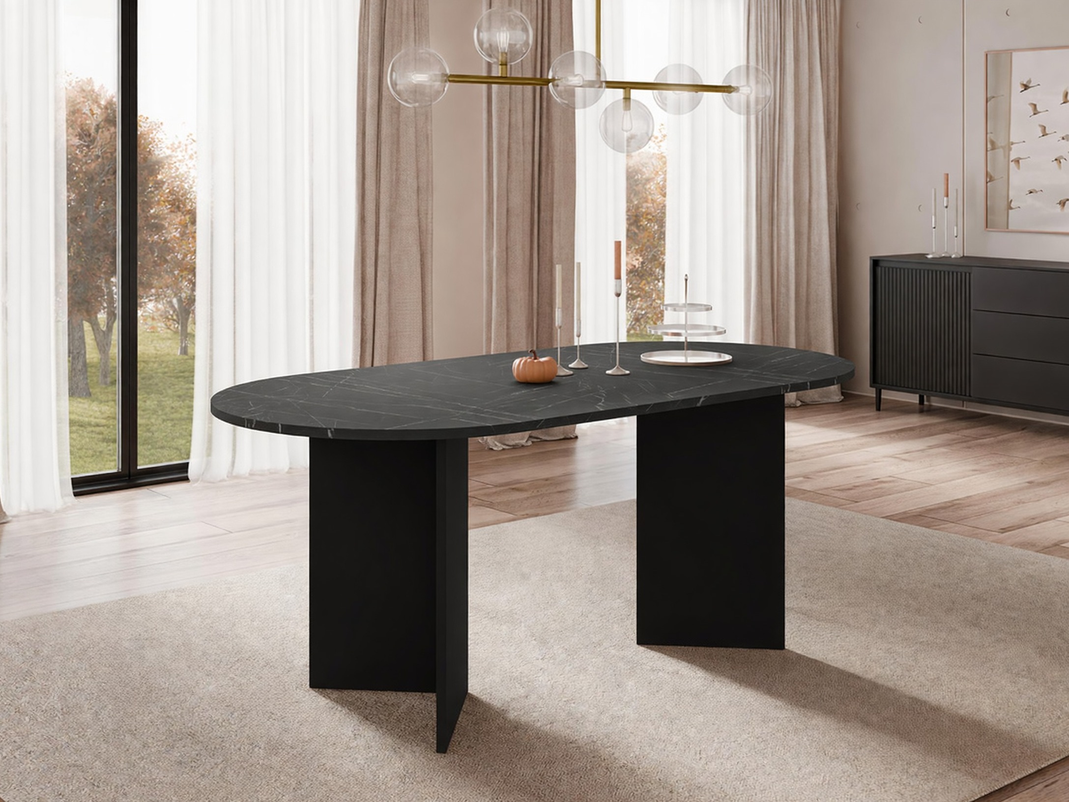 Tisch Comfivo Fungus (Schwarzer Marmor + Schwarz)