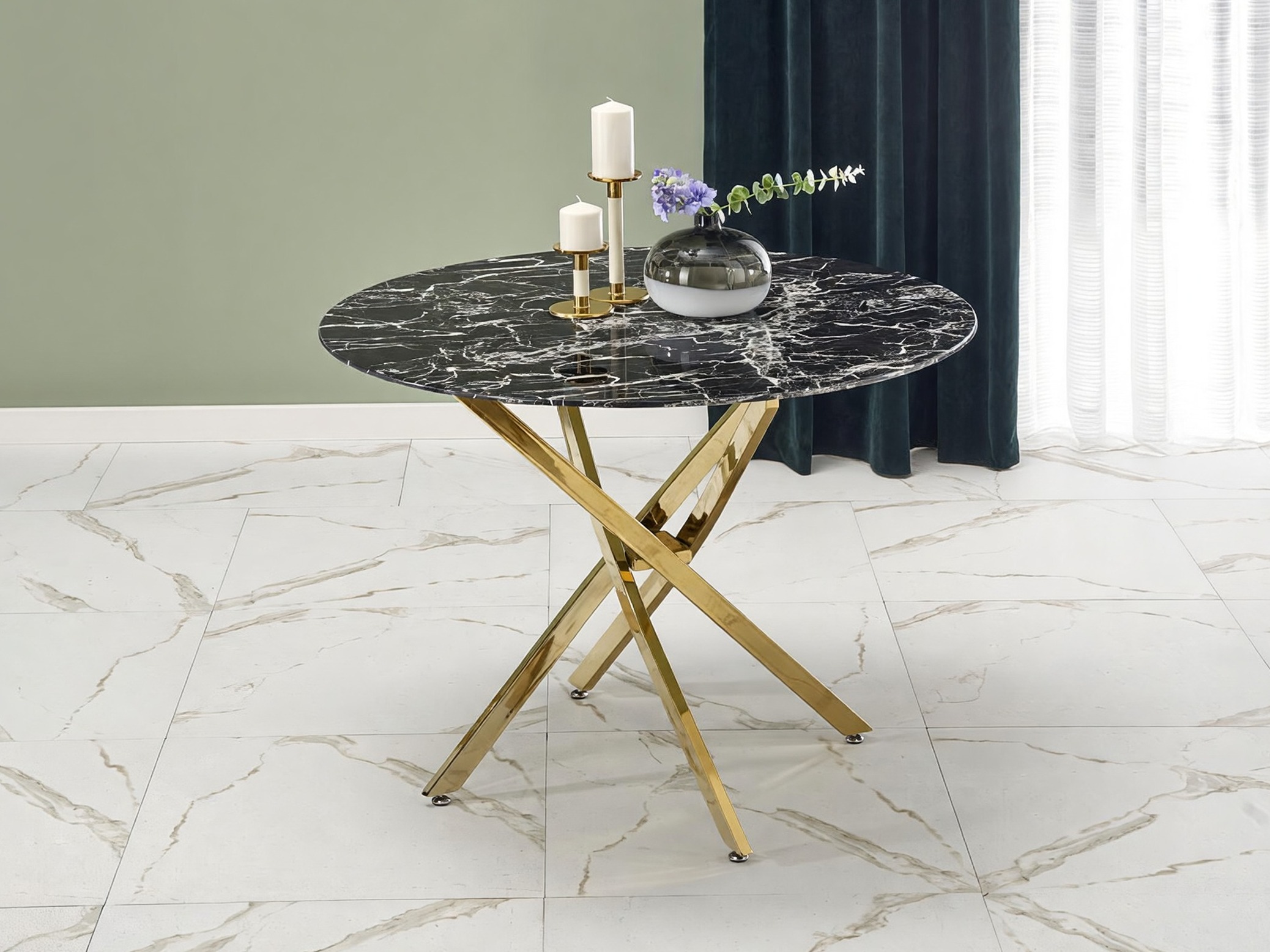 Tisch Houston 1538 (Gold + Schwarzer Marmor)