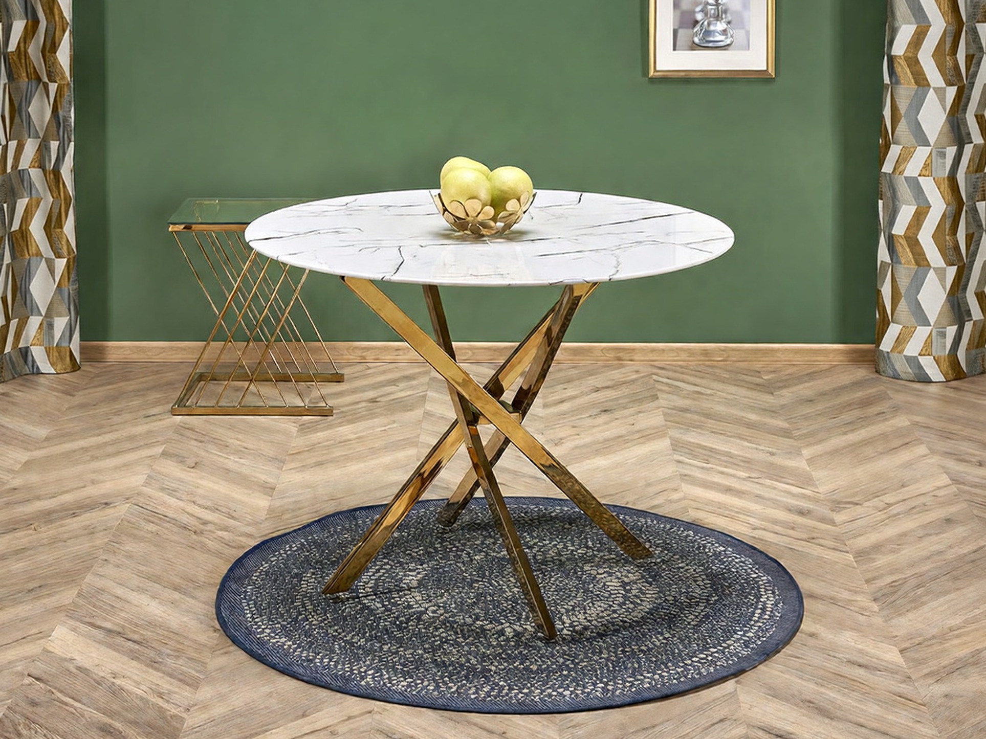 Tisch Houston 1538 (Gold + Weißer Marmor)