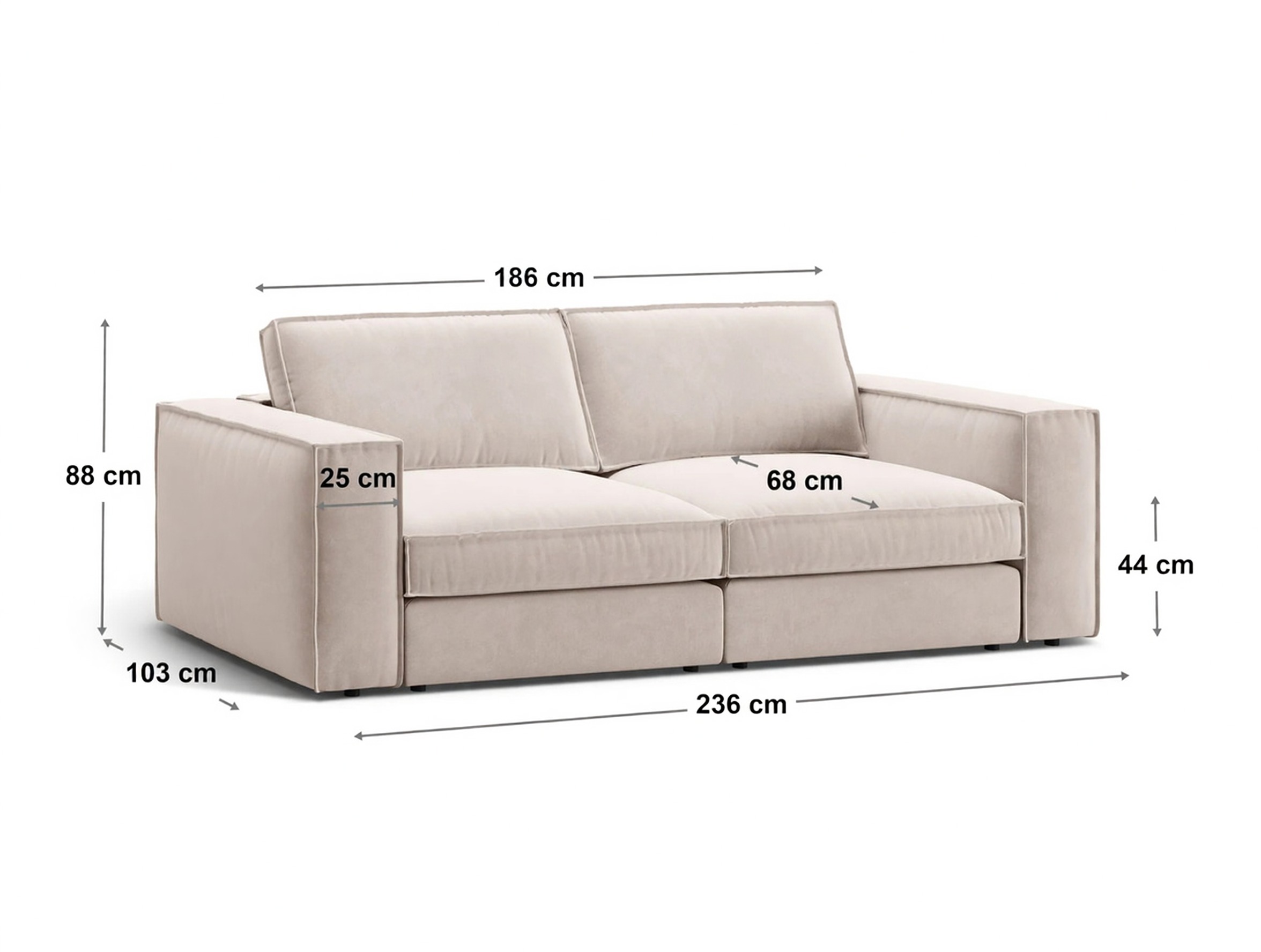 Modulares Sofa Dalodei 108 (Babel Blue)