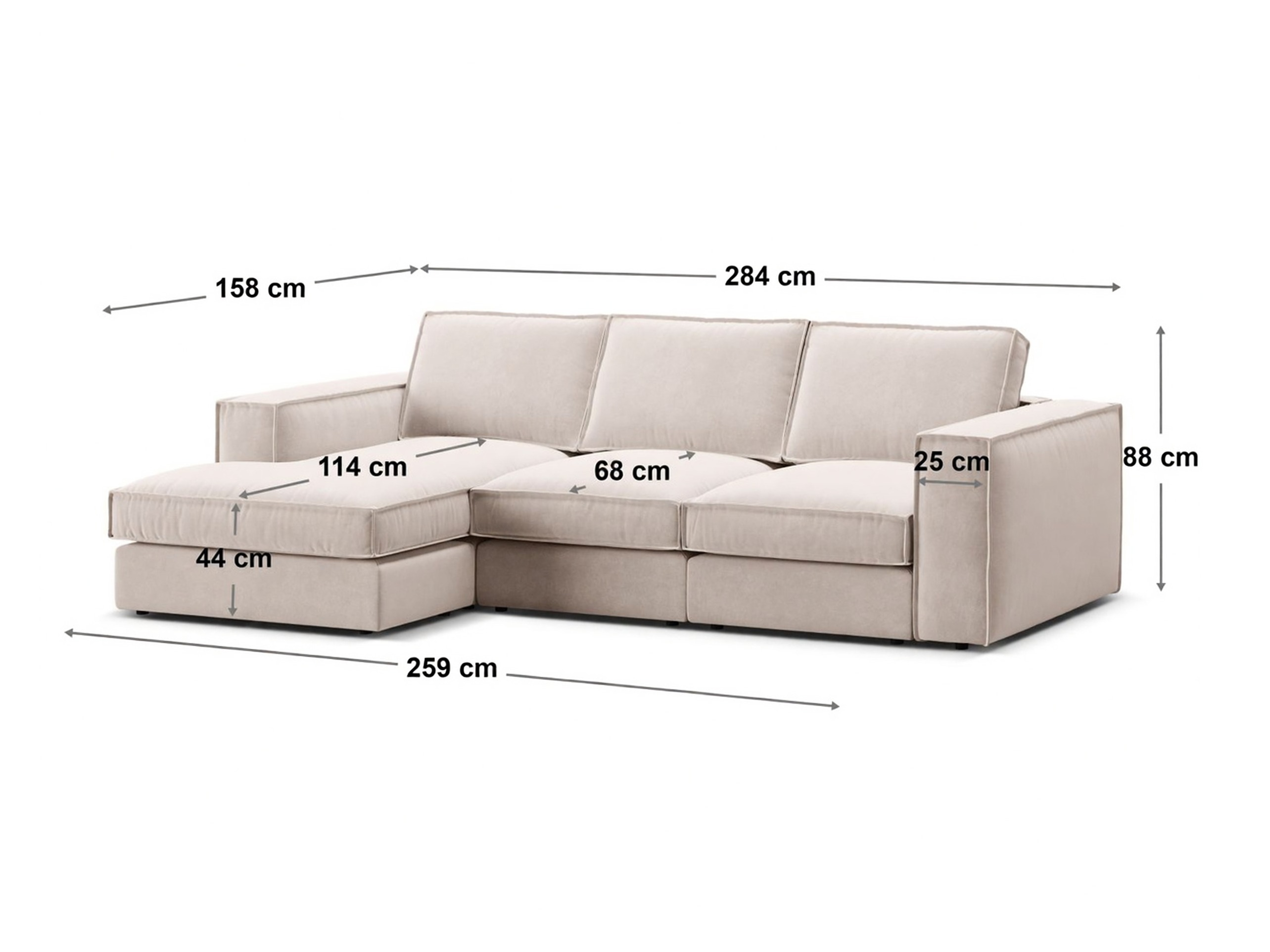 Modulares Ecksofa Dalodei 110 (Salvador 19)