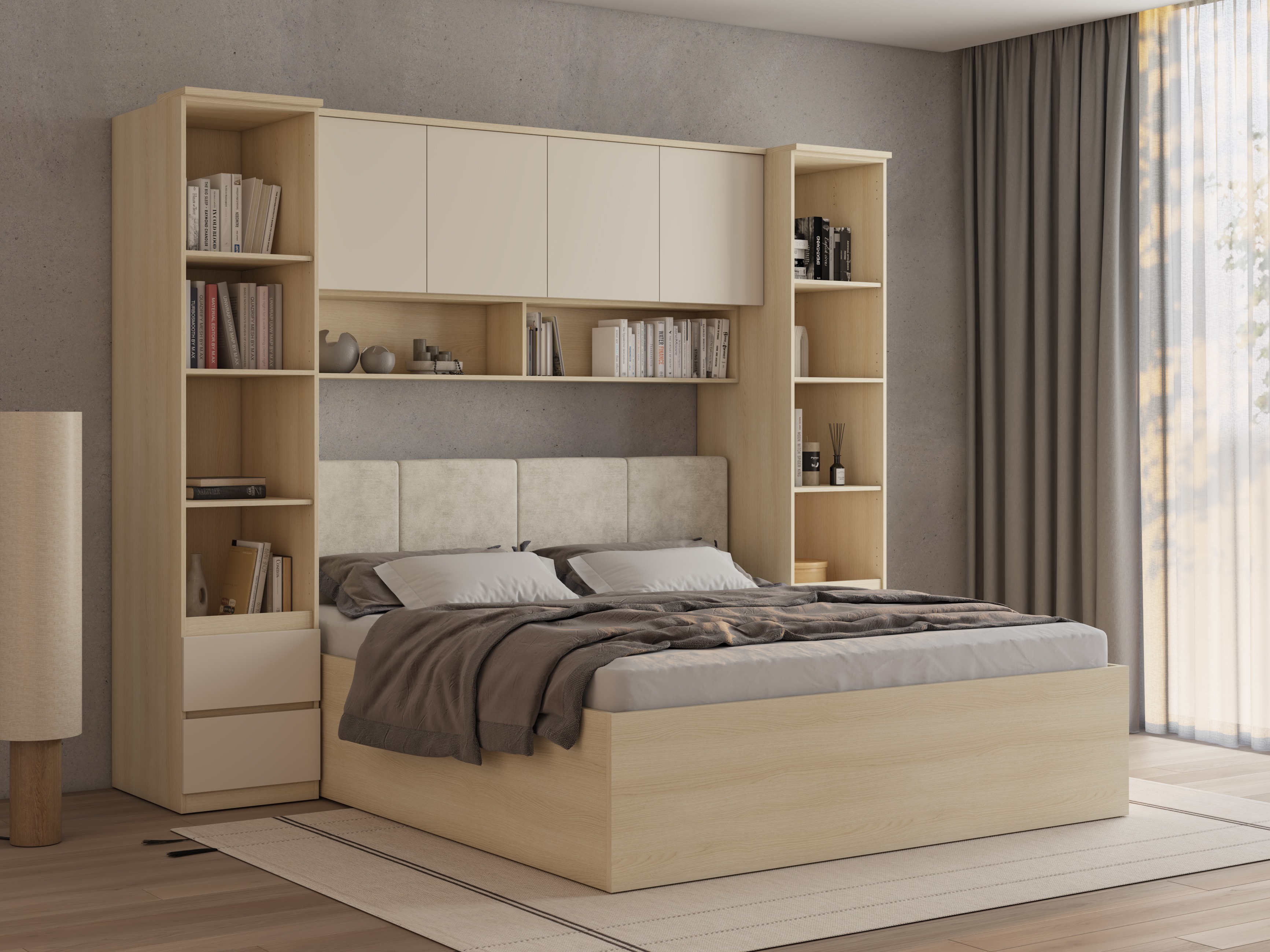 Schlafzimmer-Set Nolcala 124 (Eichenholzoptik + Beige)