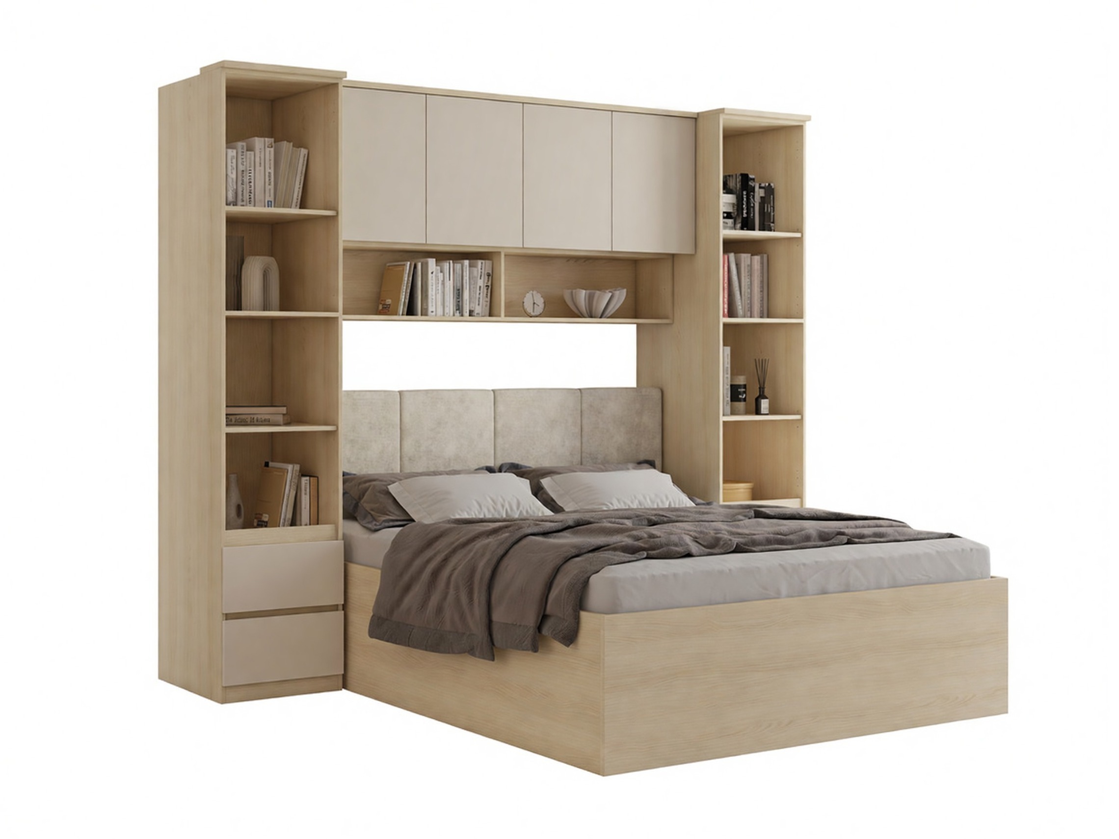 Schlafzimmer-Set Nolcala 124 (Eichenholzoptik + Beige)