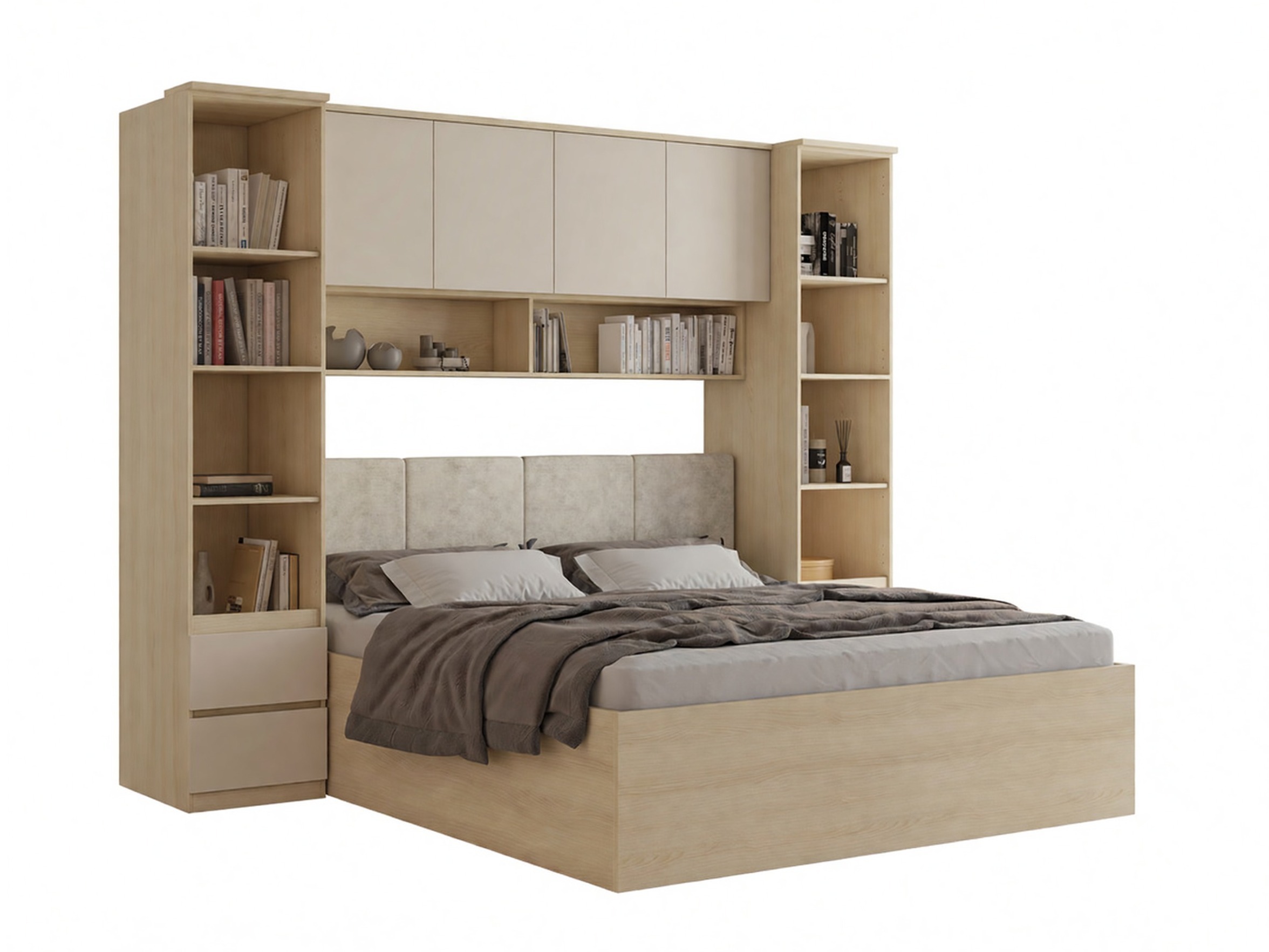 Schlafzimmer-Set Nolcala 124 (Eichenholzoptik + Beige)