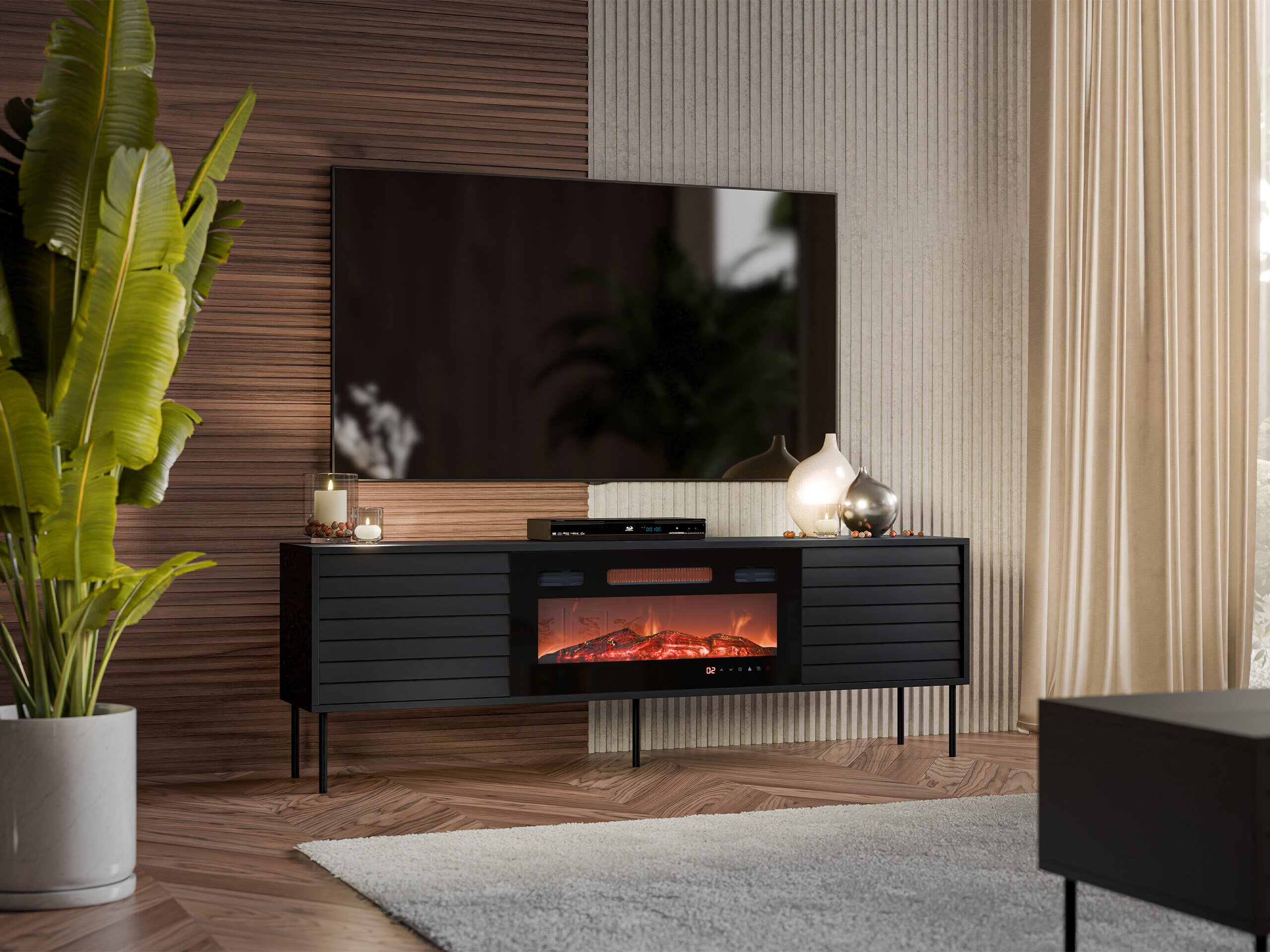 TV-Möbel Flosoru 108 (Schwarz)