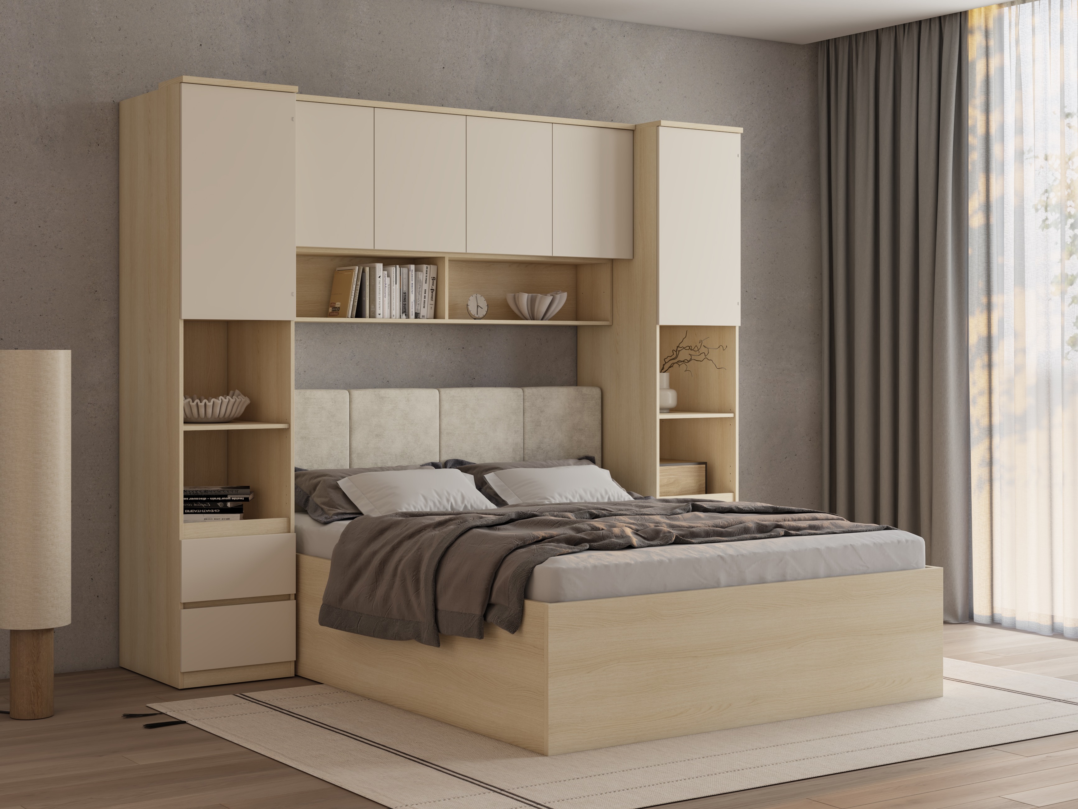 Schlafzimmer-Set Nolcala 126 (Eichenholzoptik + Beige)