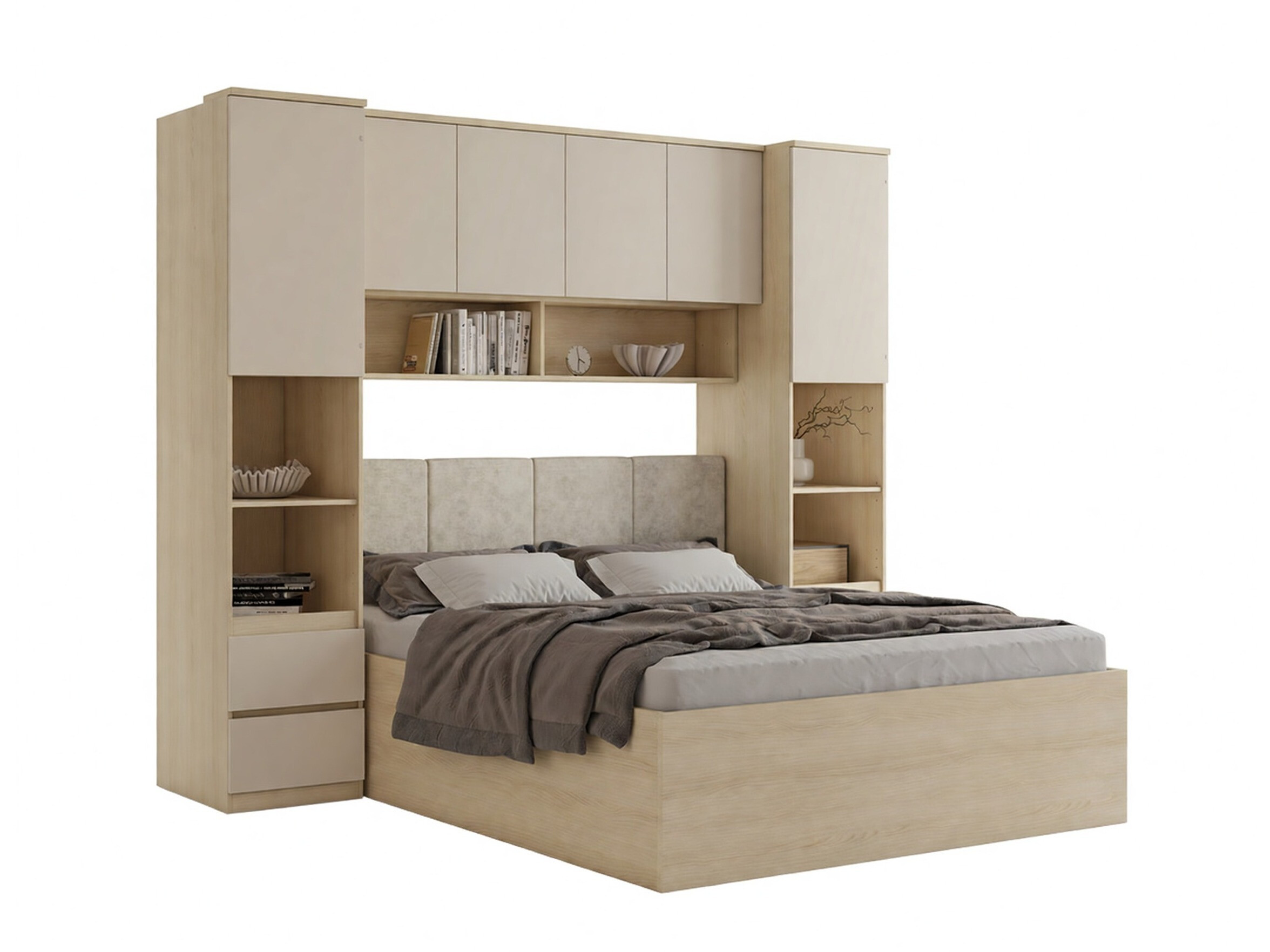 Schlafzimmer-Set Nolcala 126 (Eichenholzoptik + Beige)