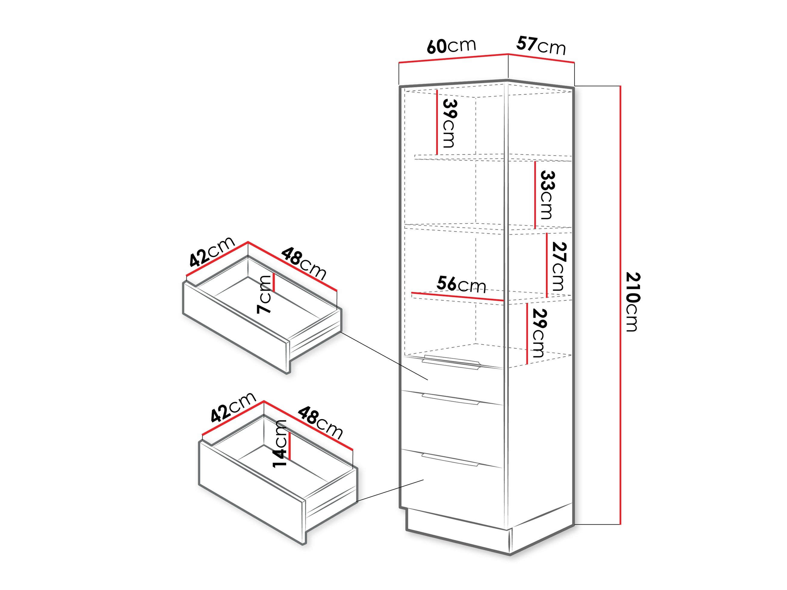 Modularer Schrank mit Schubladen und Türen Sole 132