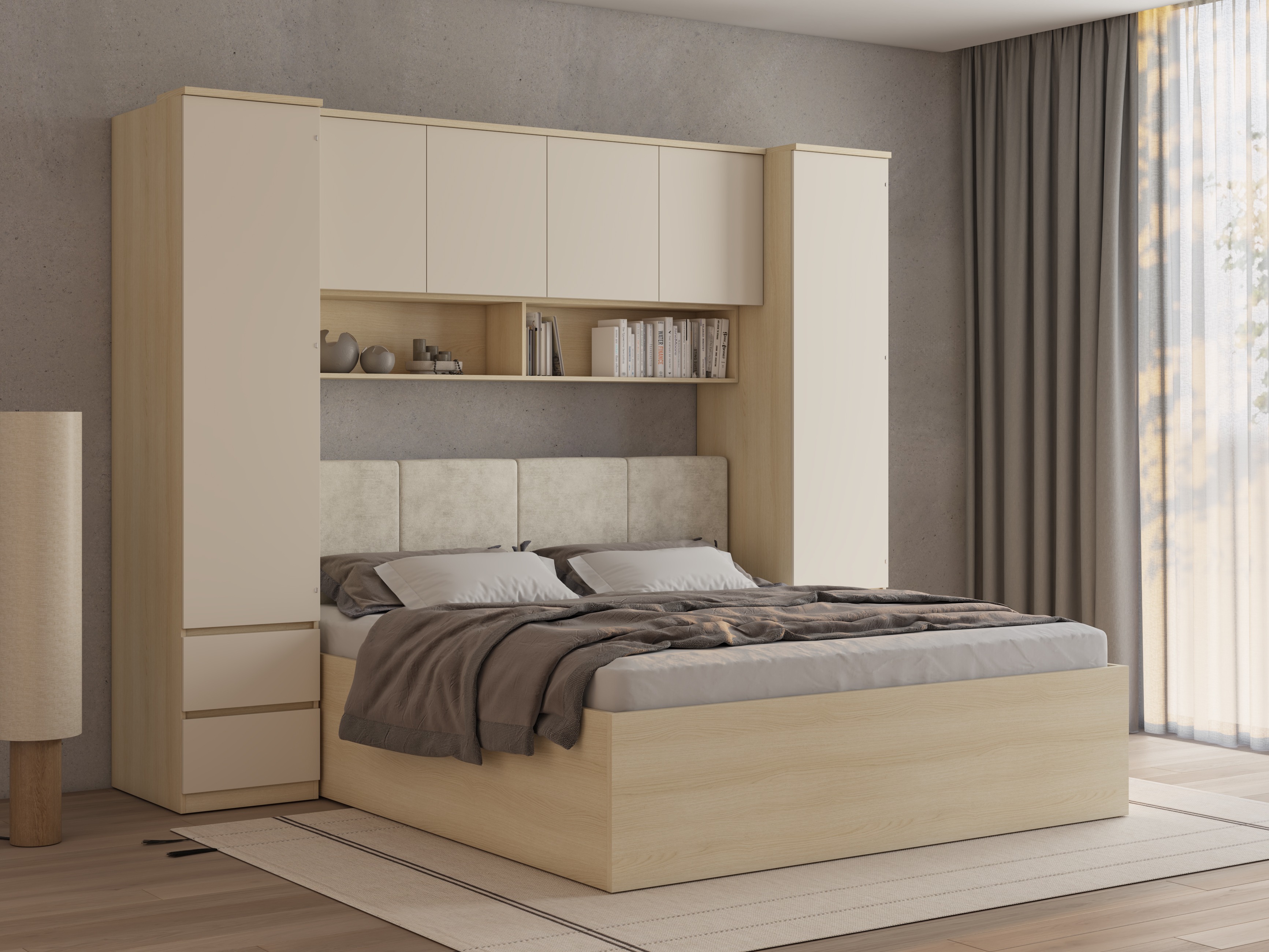 Schlafzimmer-Set Nolcala 125 (Eichenholzoptik + Beige)