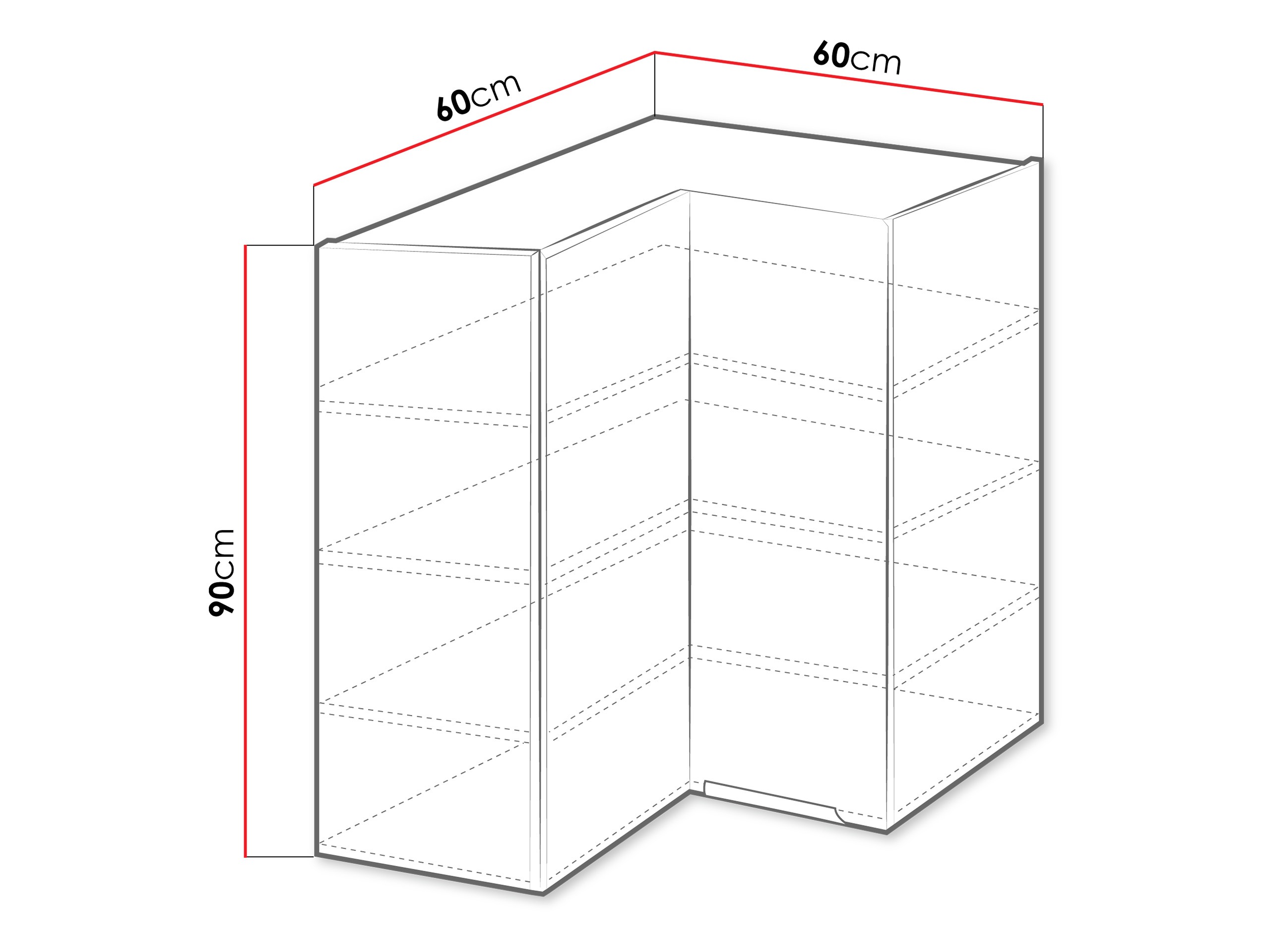 Modularer Wand-Eckschrank Sole 145