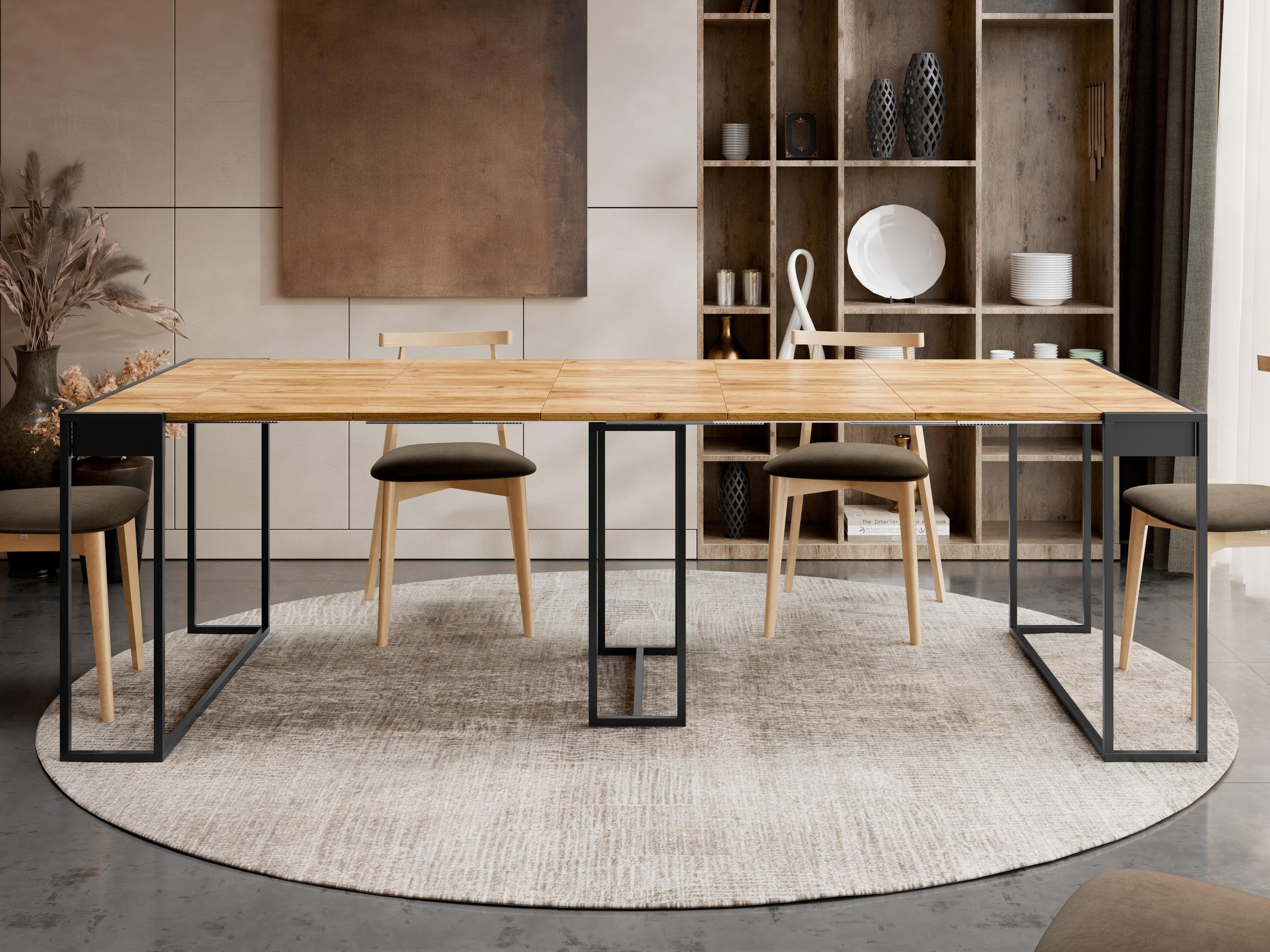 Tisch Buch Oswego 180 (Schwarz + Craft eichenholzoptik)