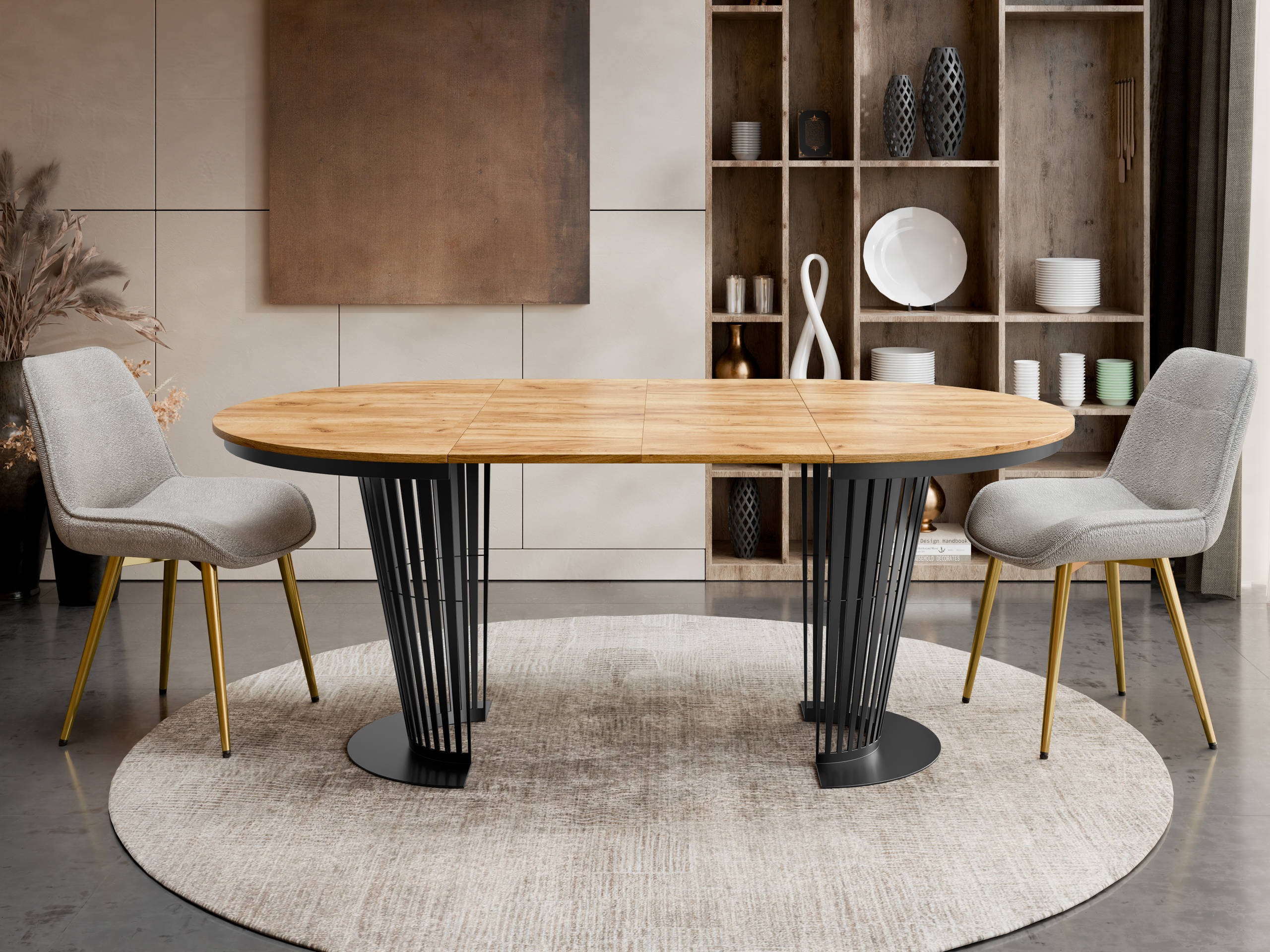 Tisch Oswego 179 (Schwarz + Craft eichenholzoptik)