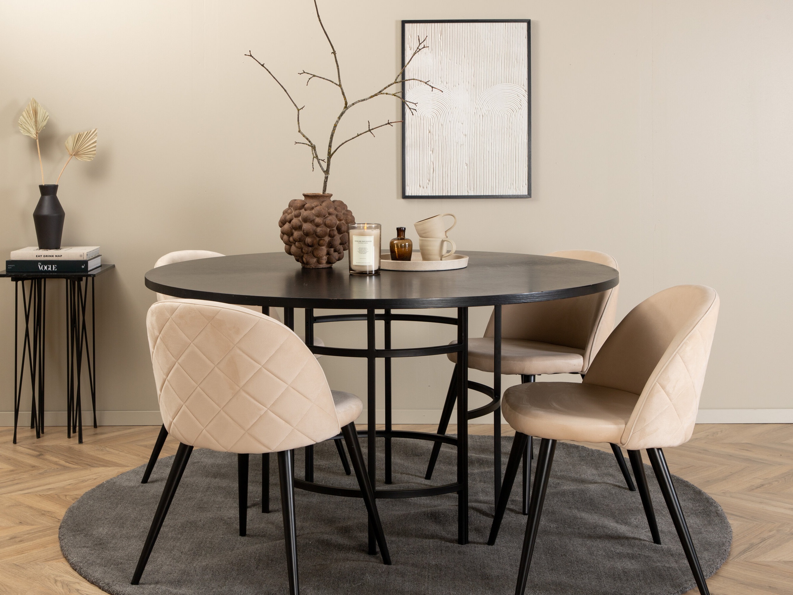 Essgruppe Dallas 2386 (Schwarz + Cremefarben)