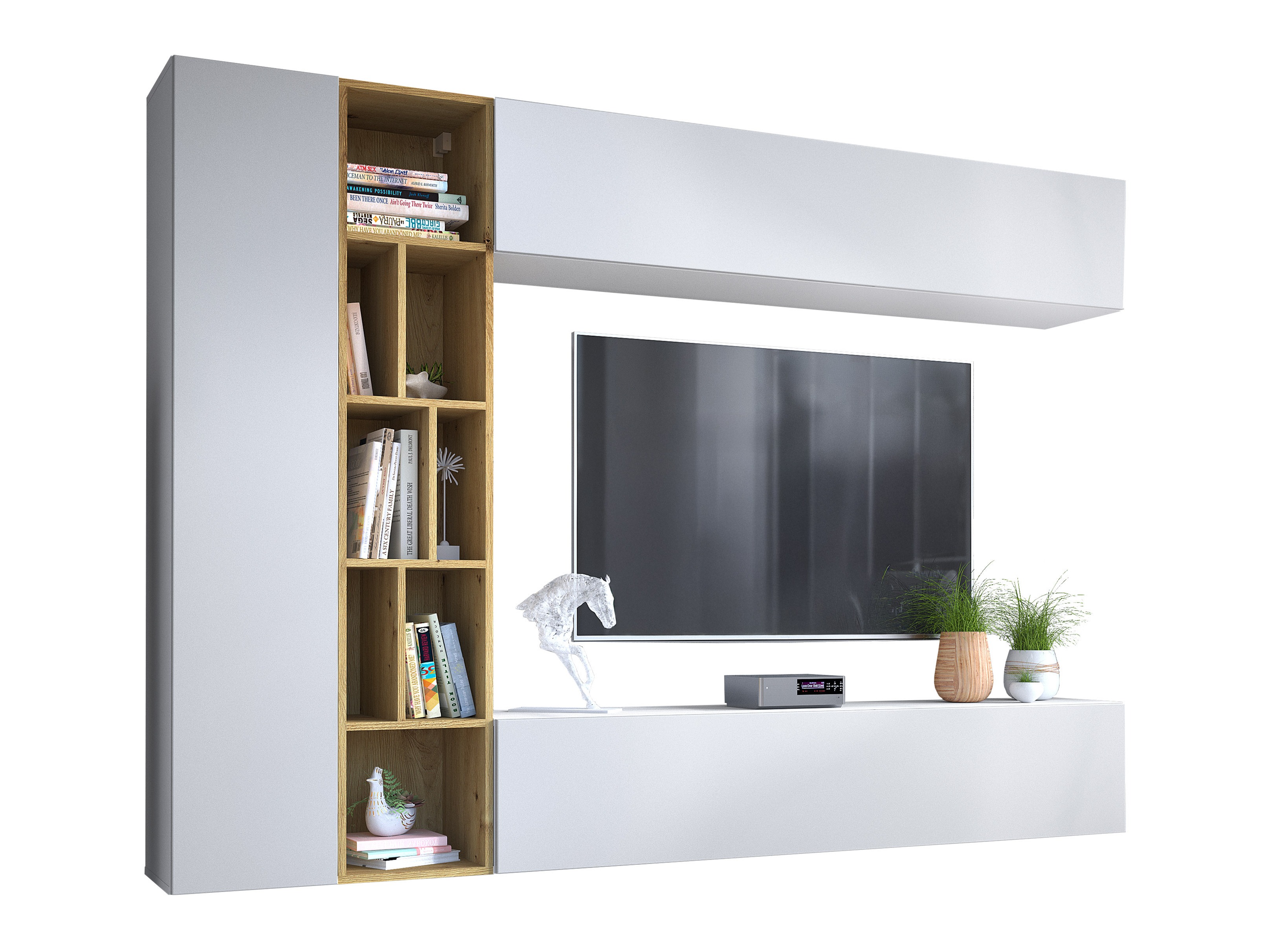 Wohnzimmer-Sets Comfivo Natura (Weiß + Artisan Eichenholzoptik)