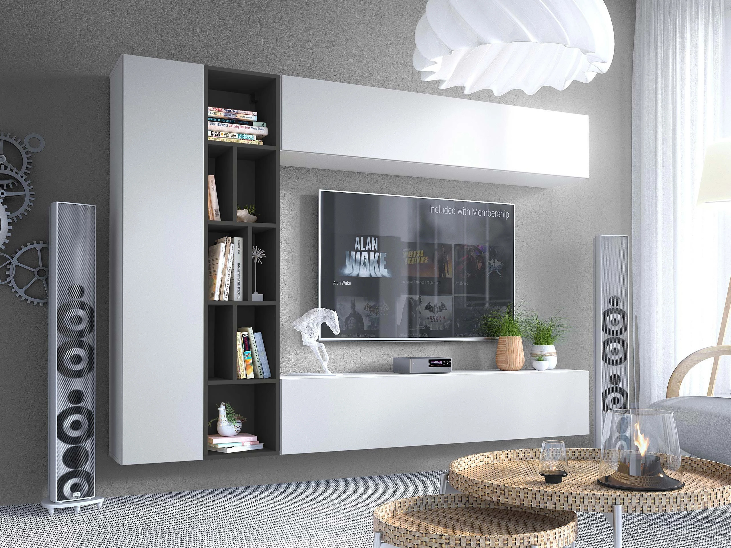Wohnzimmer-Sets Comfivo Natura (Weiß + Graphit)