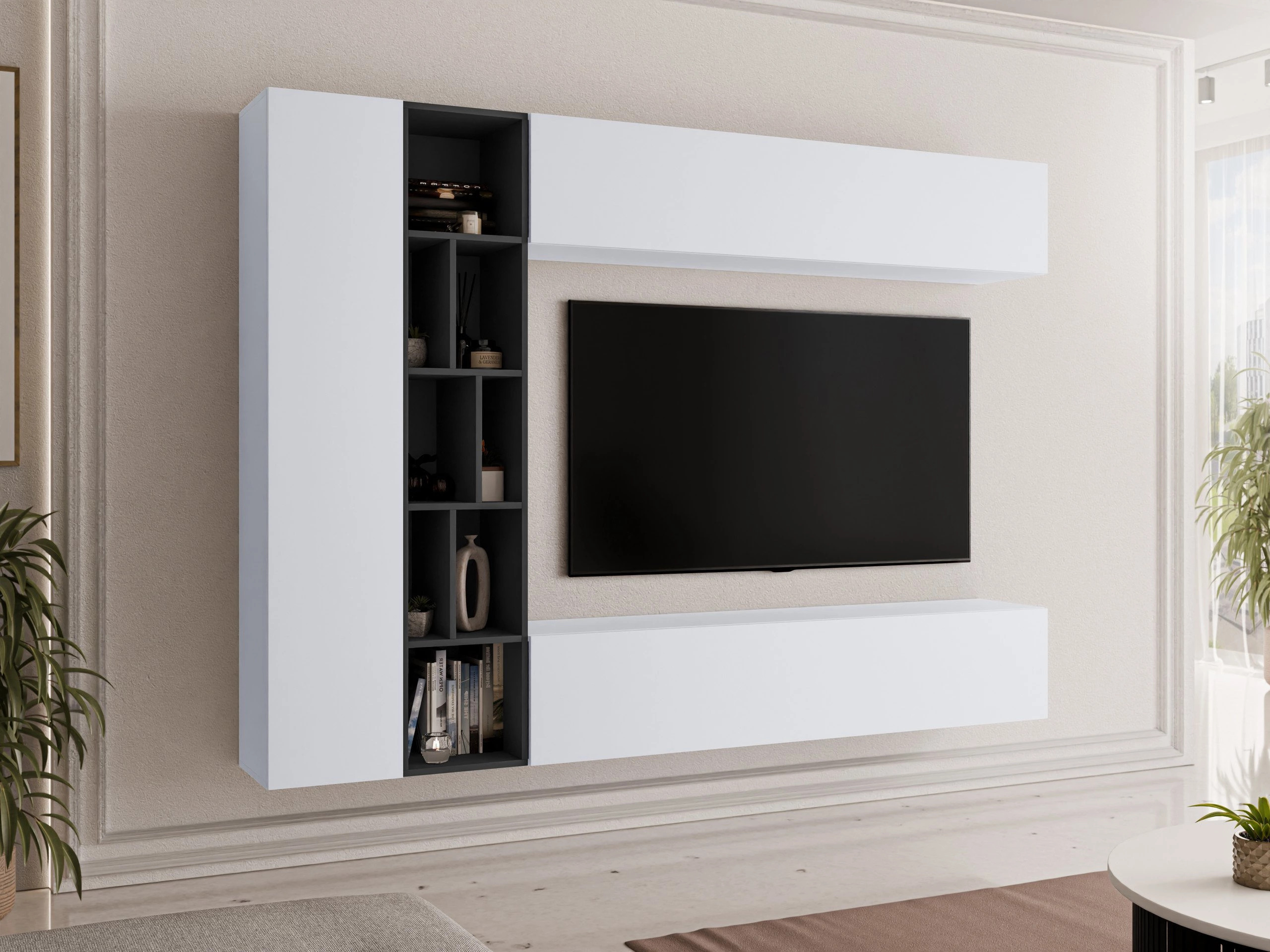 Wohnzimmer-Sets Comfivo Natura (Weiß + Graphit)