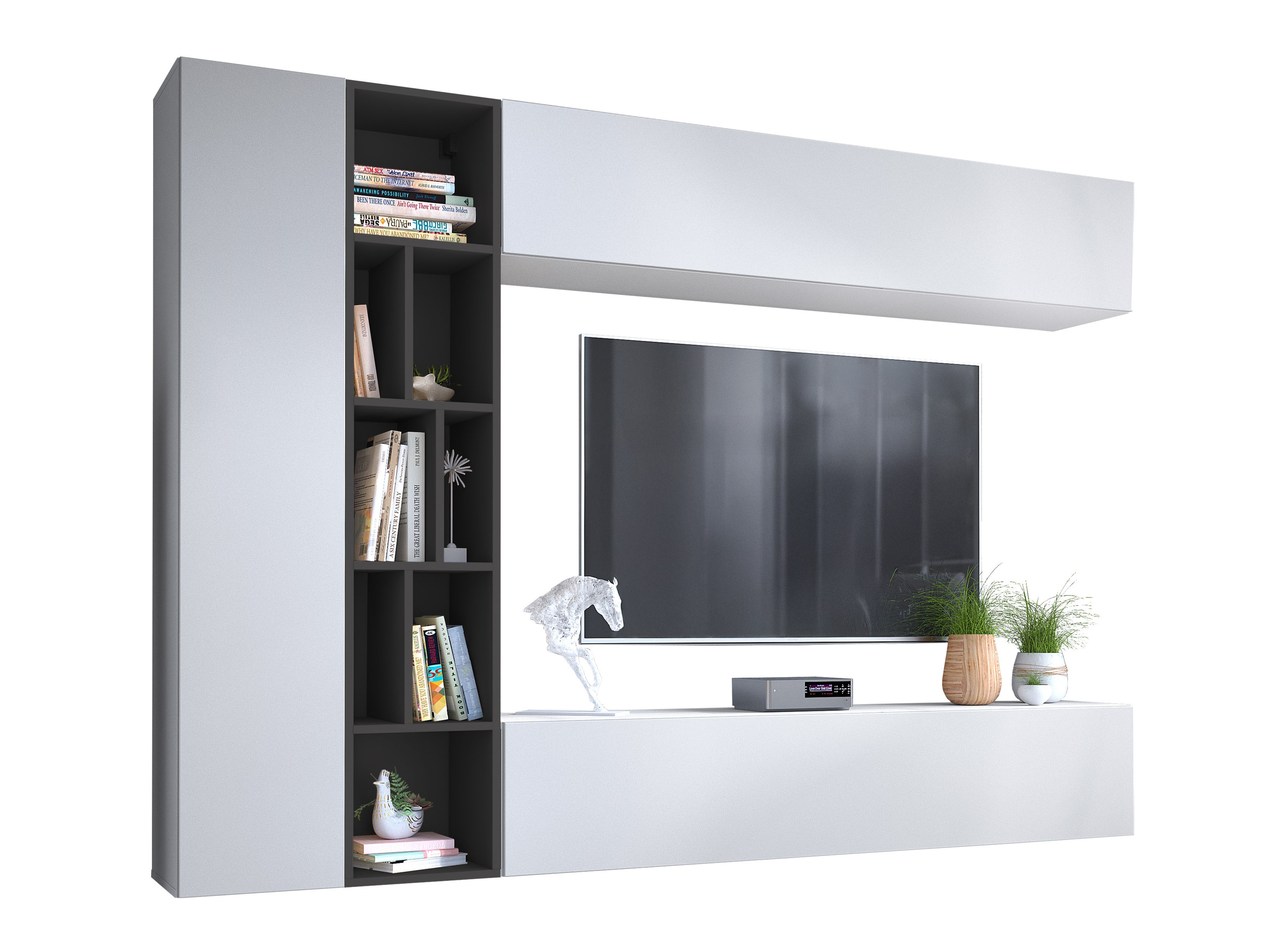 Wohnzimmer-Sets Comfivo Natura (Weiß + Graphit)