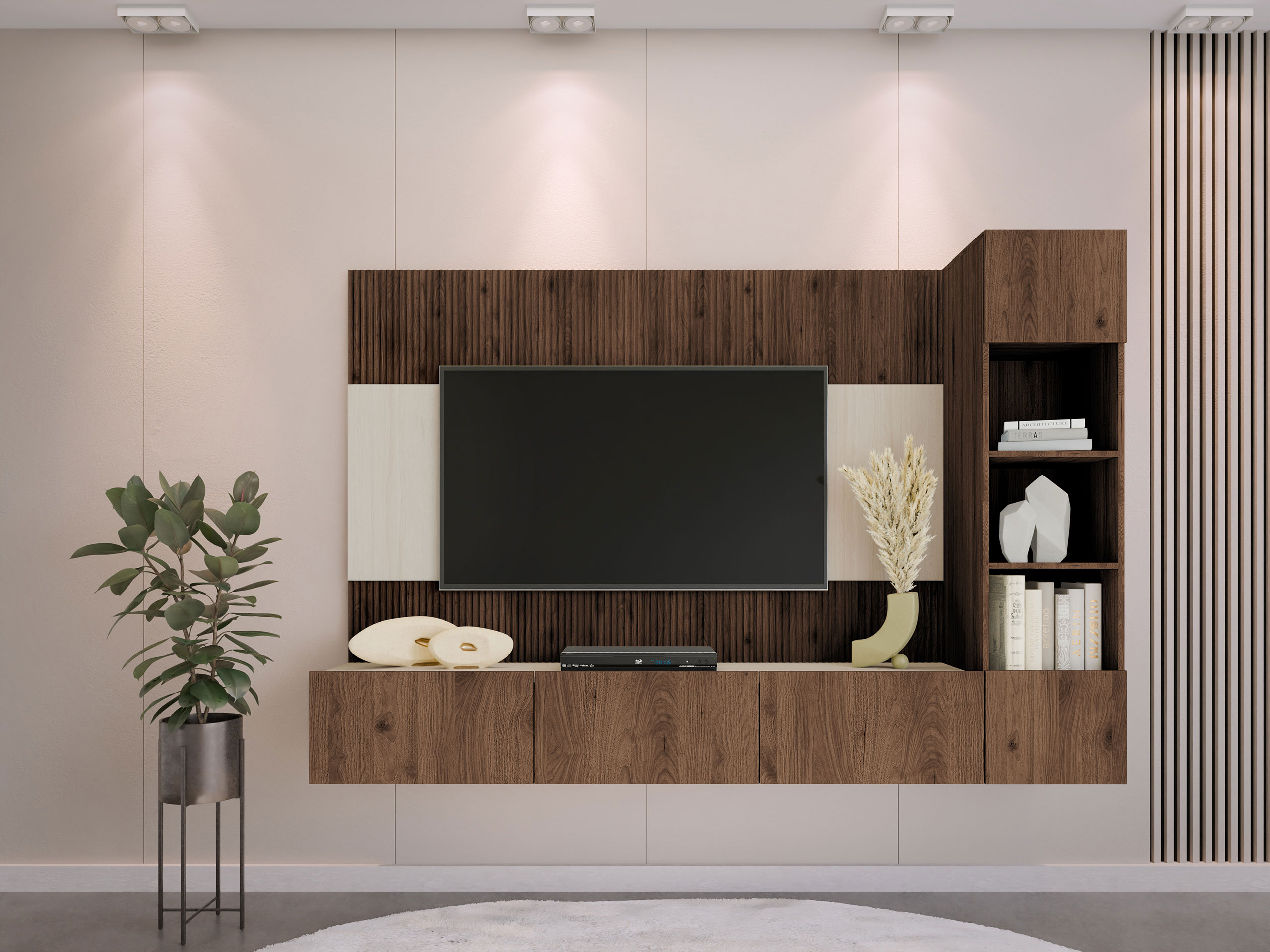 Wohnzimmer-Sets Comfivo Salix II (Walnussholzoptik + Hell traverine)