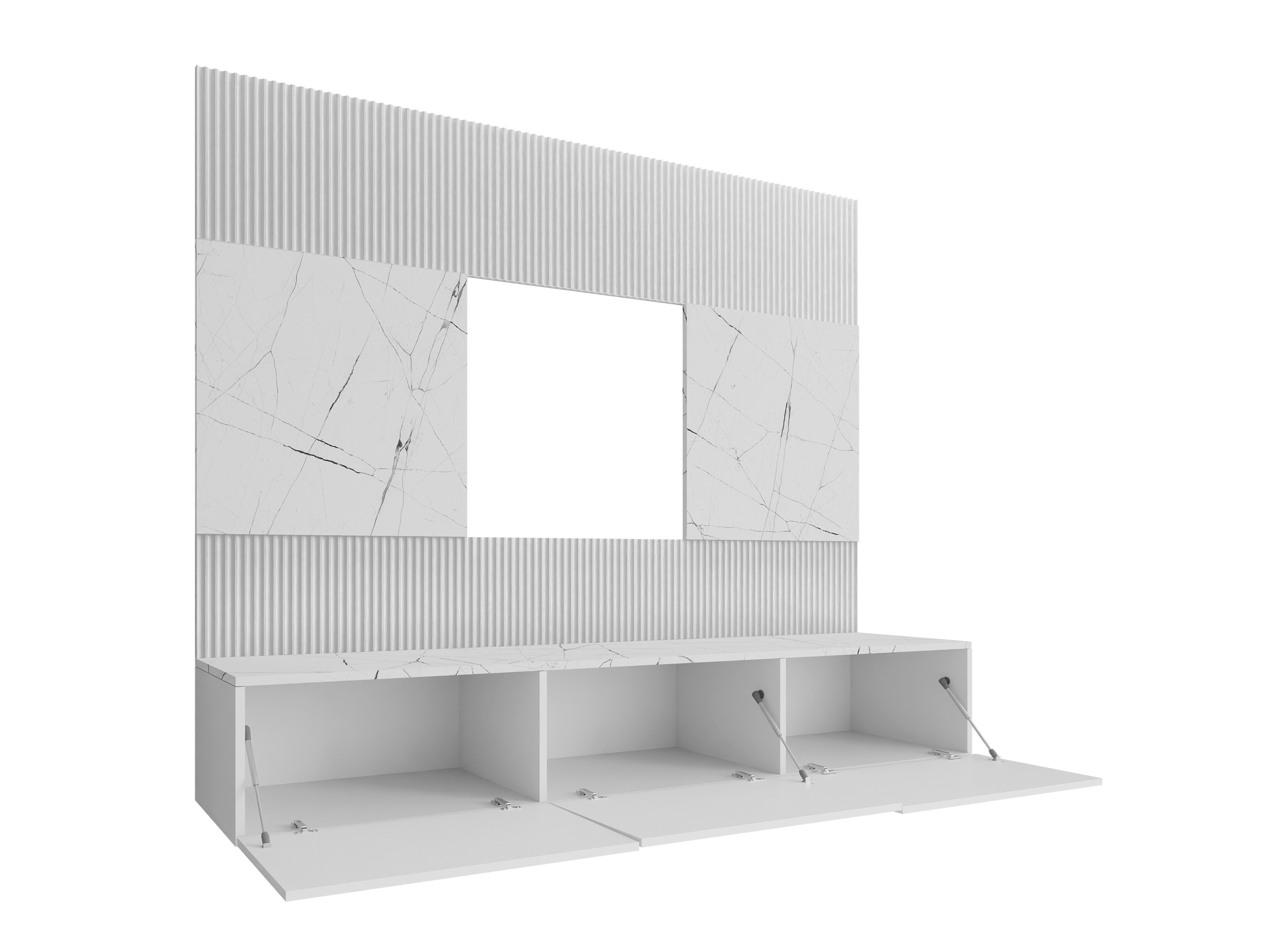 Wohnzimmer-Sets Comfivo Salix (Schwarz + Schwarzer Marmor)