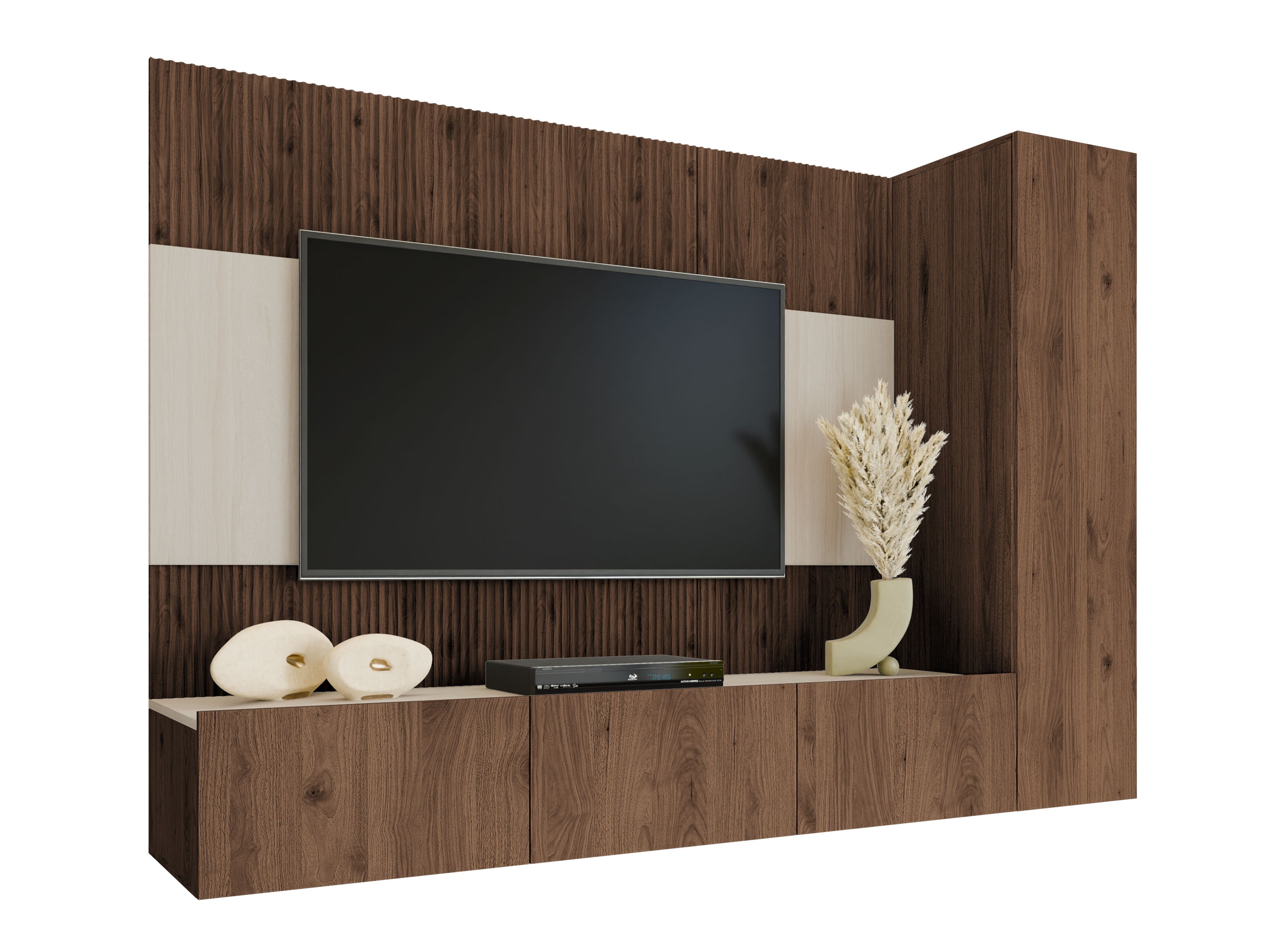 Wohnzimmer-Sets Comfivo Salix VI (Walnussholzoptik + Hell Travertine)