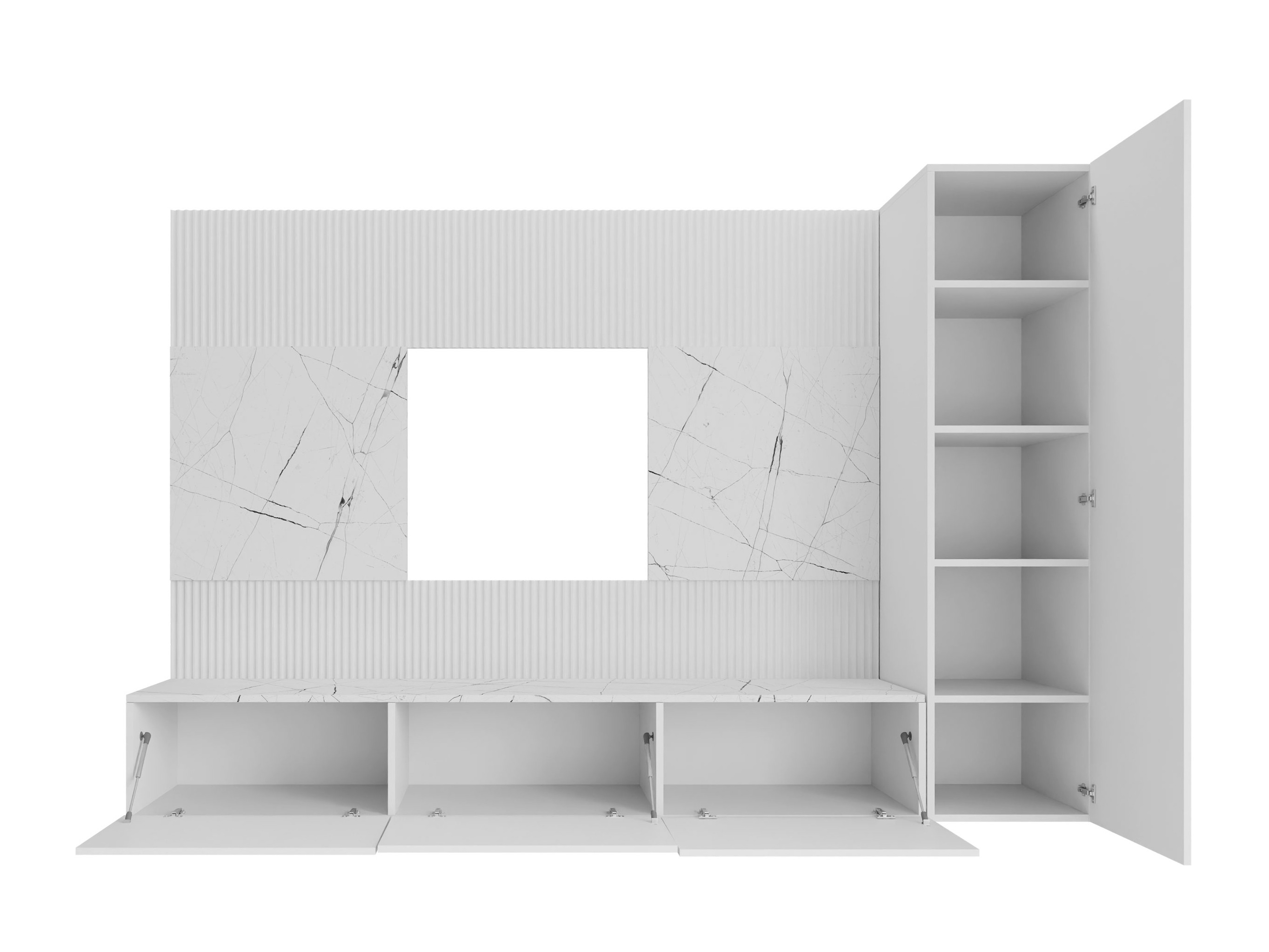Wohnzimmer-Sets Comfivo Salix VI (Weiß + Weißer Marmor)
