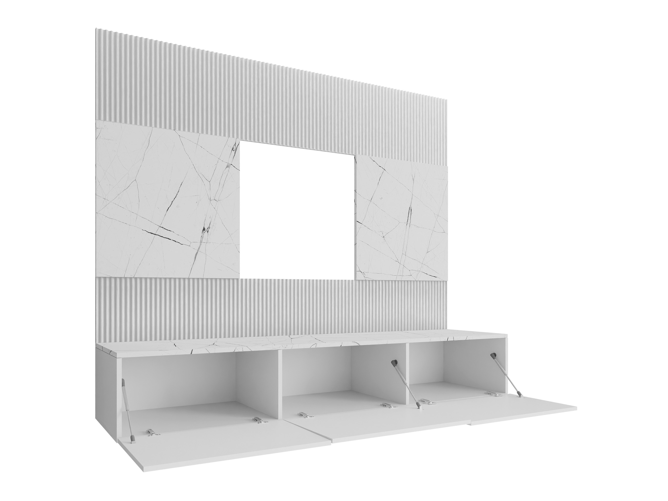 Wohnzimmer-Sets Comfivo Salix (Walnussholzoptik + Hell Travertine)
