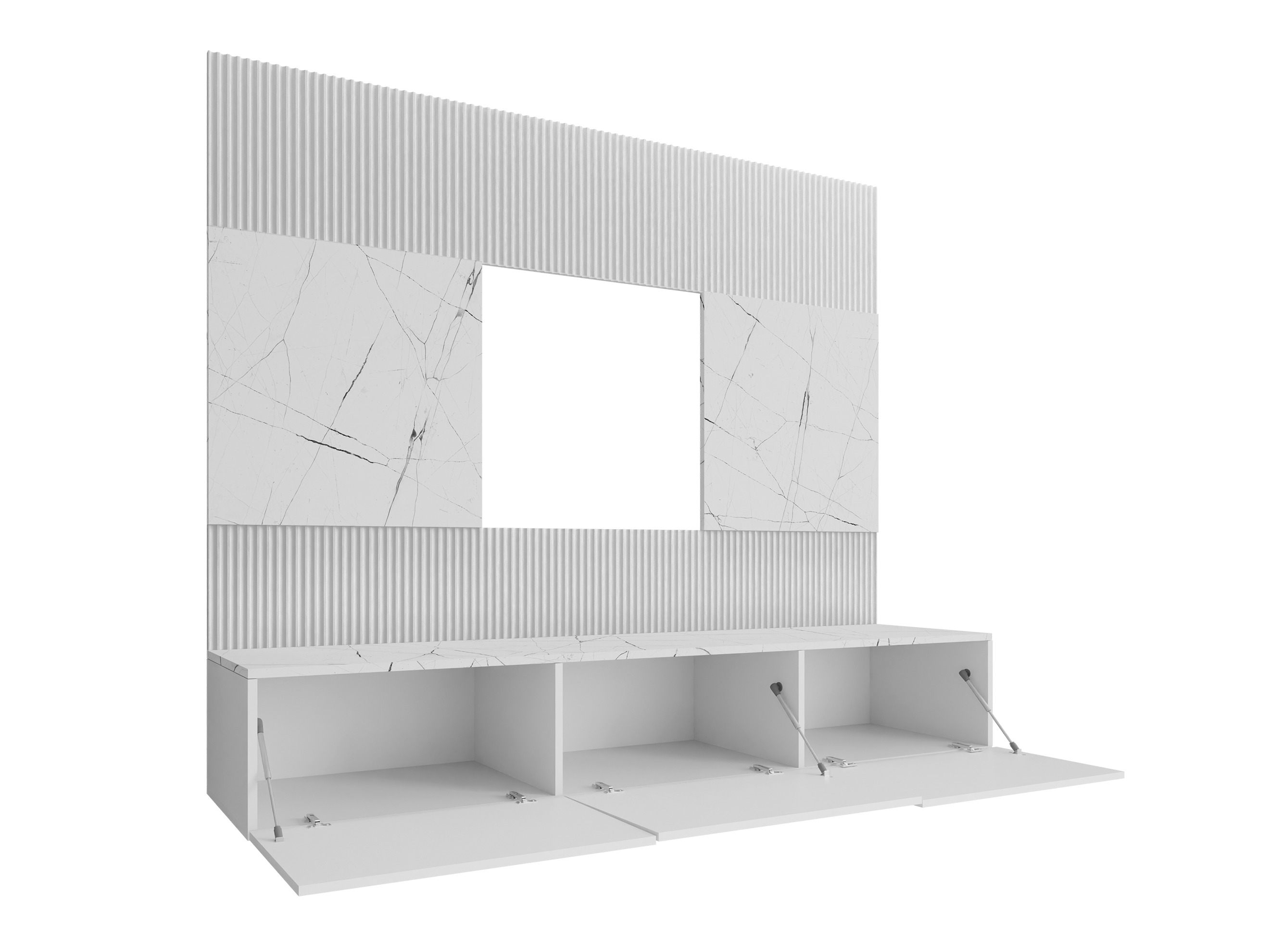 Wohnzimmer-Sets Comfivo Salix (Weiß + Weißer Marmor)