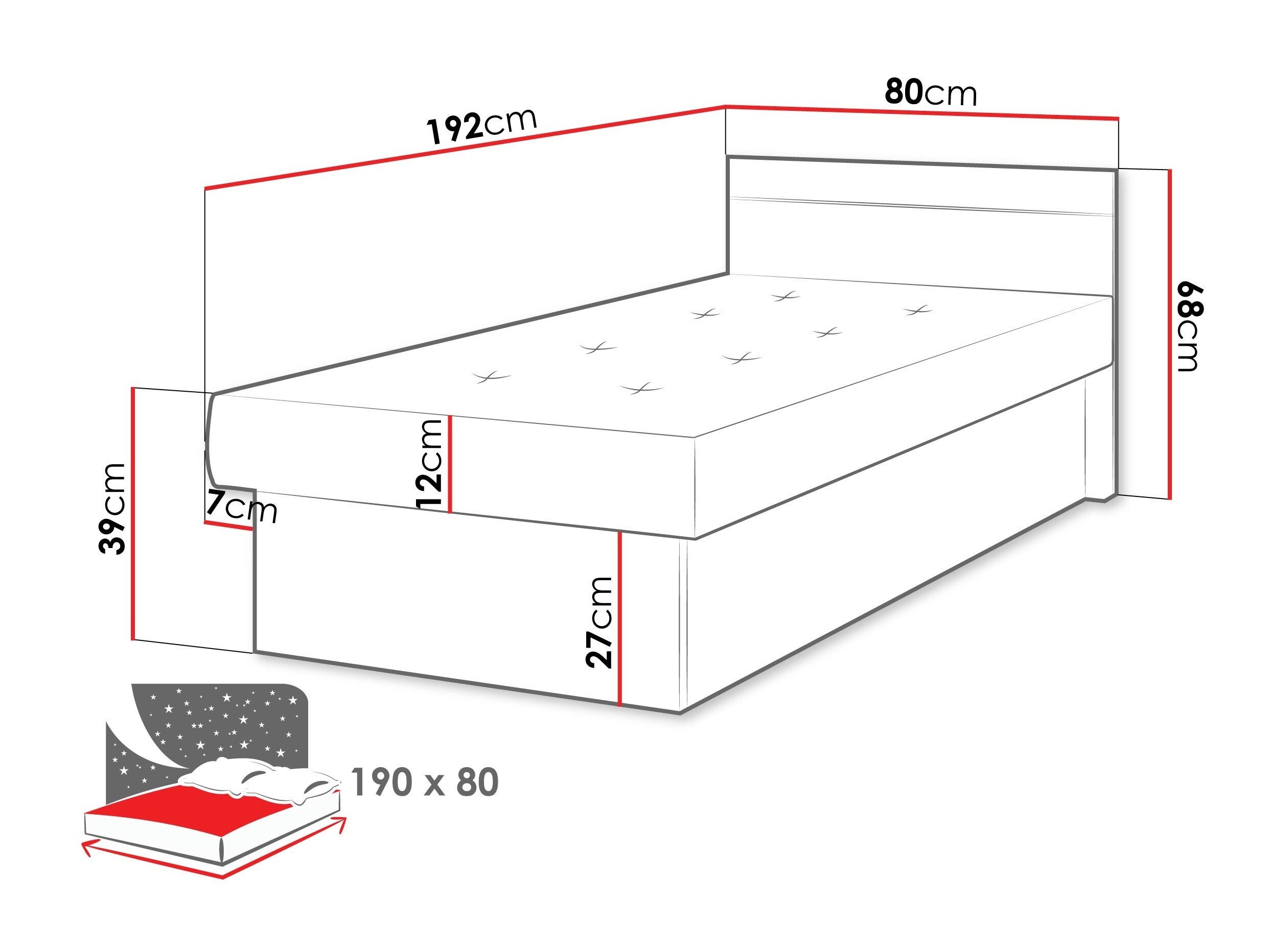 Bett Dover 101 (Esche dunkel)