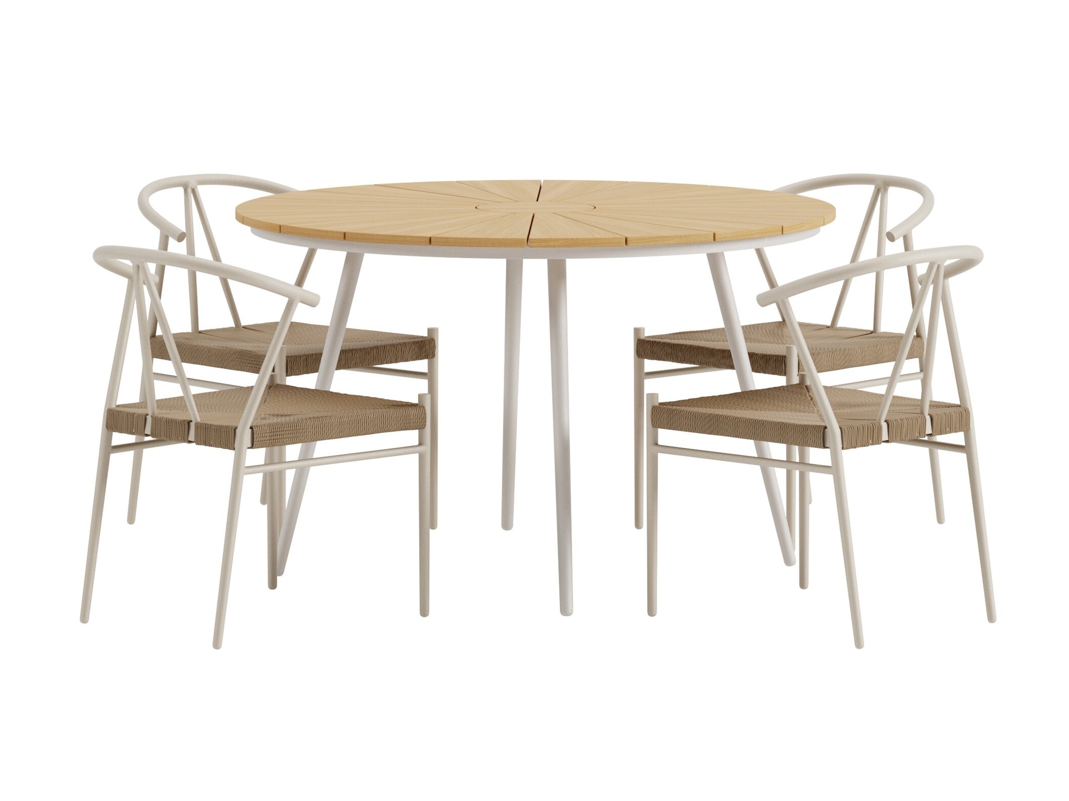 Tisch und Stühle Dallas 5254 (Beige + helles holz)