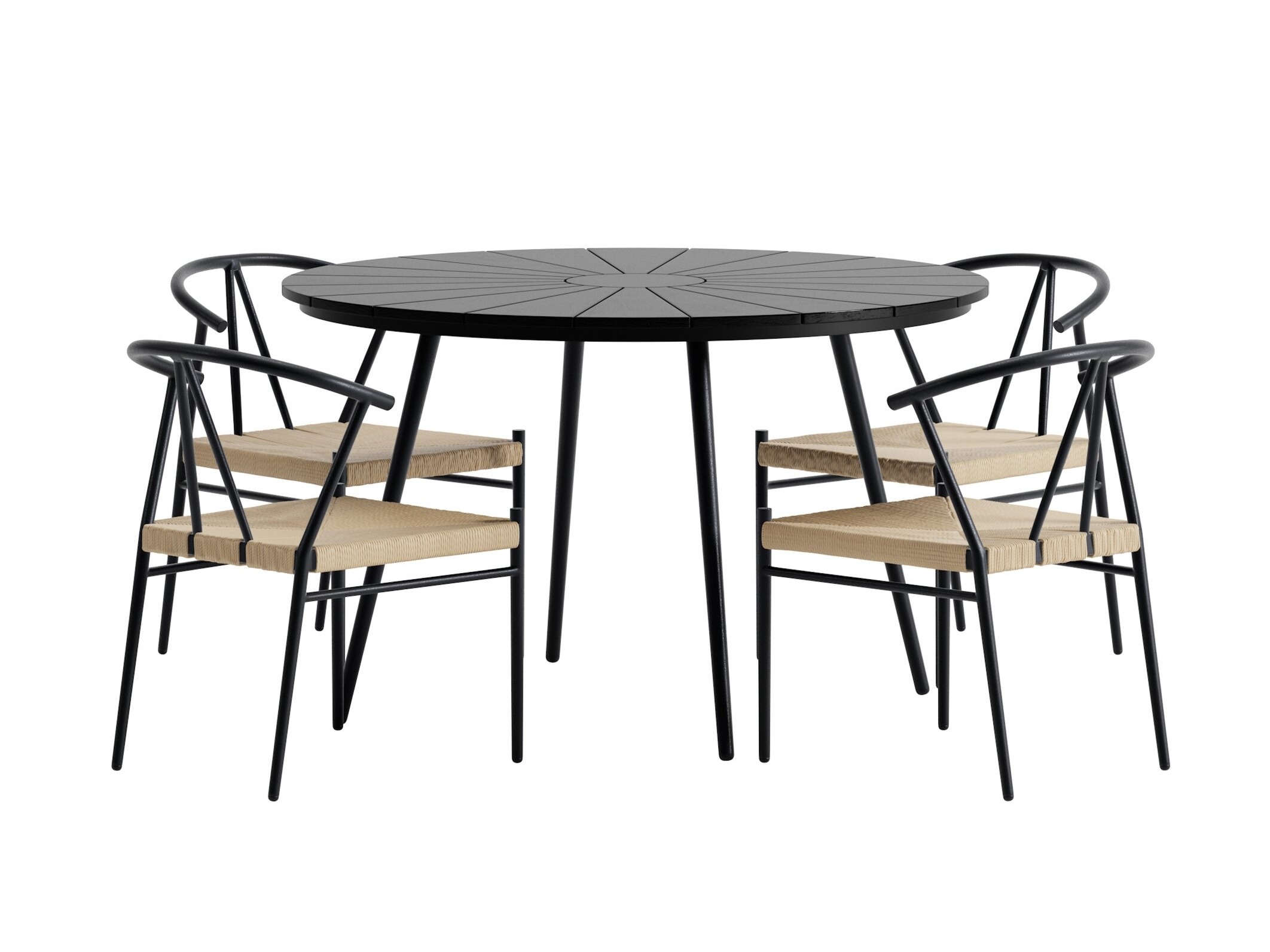 Tisch und Stühle Dallas 5254 (Schwarz + beige)