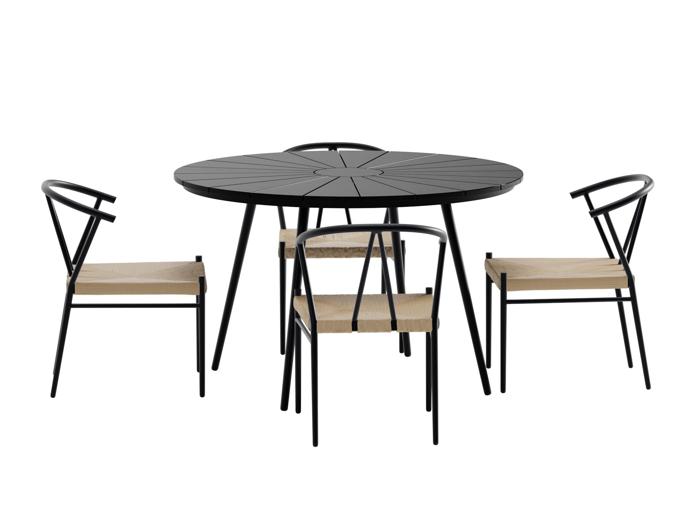 Tisch und Stühle Dallas 5254 (Schwarz + beige)